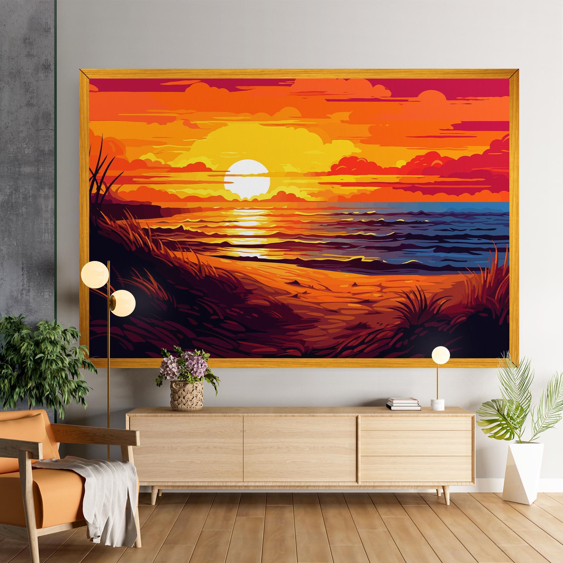 Leinwandbild Strong Orange Sunset mockup 9
