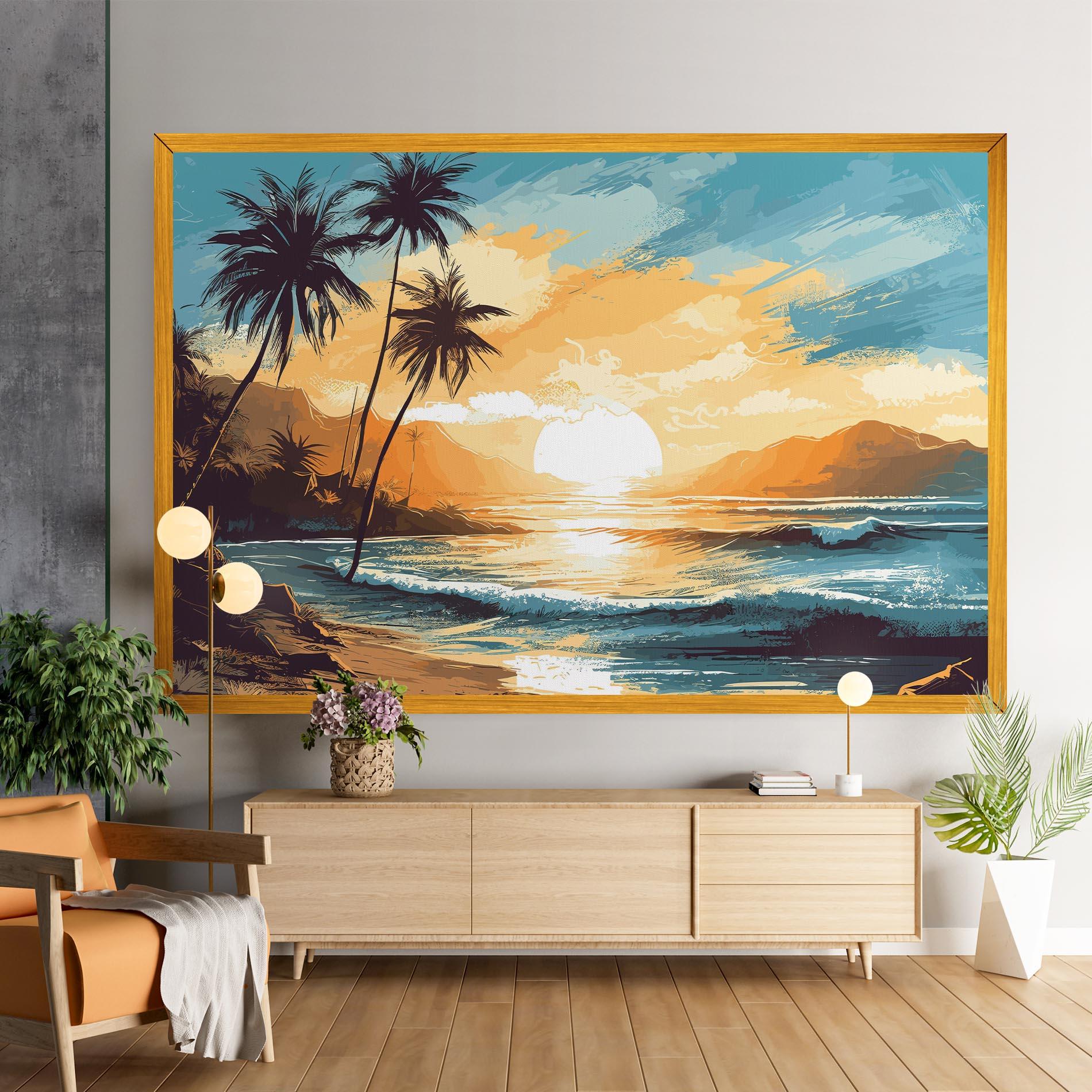 Leinwandbild Yellow Blue Sunrise mockup 9