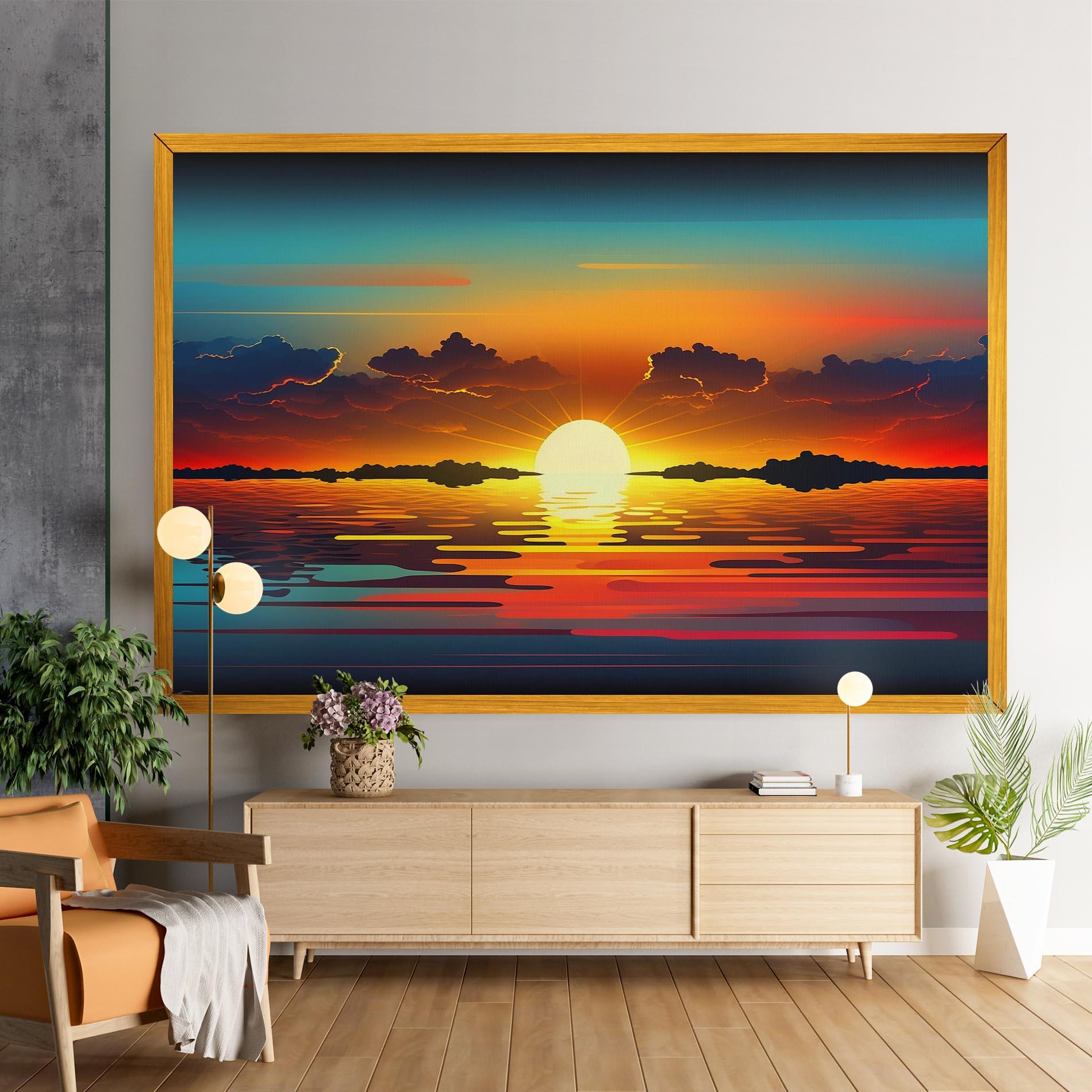Leinwandbild Yellow Sunset Illustration mockup 9