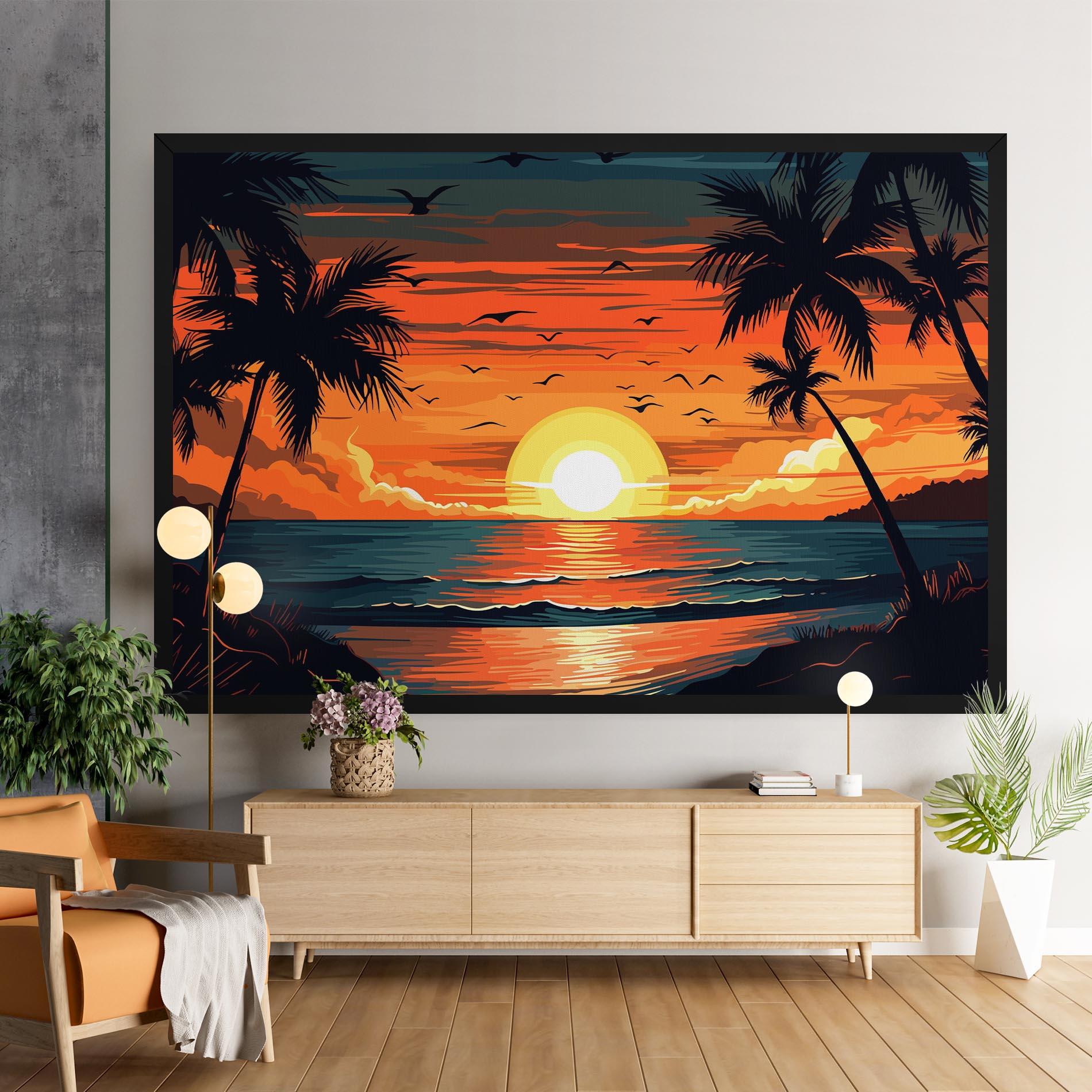 Leinwandbild Amazing Sunset View mockup 9