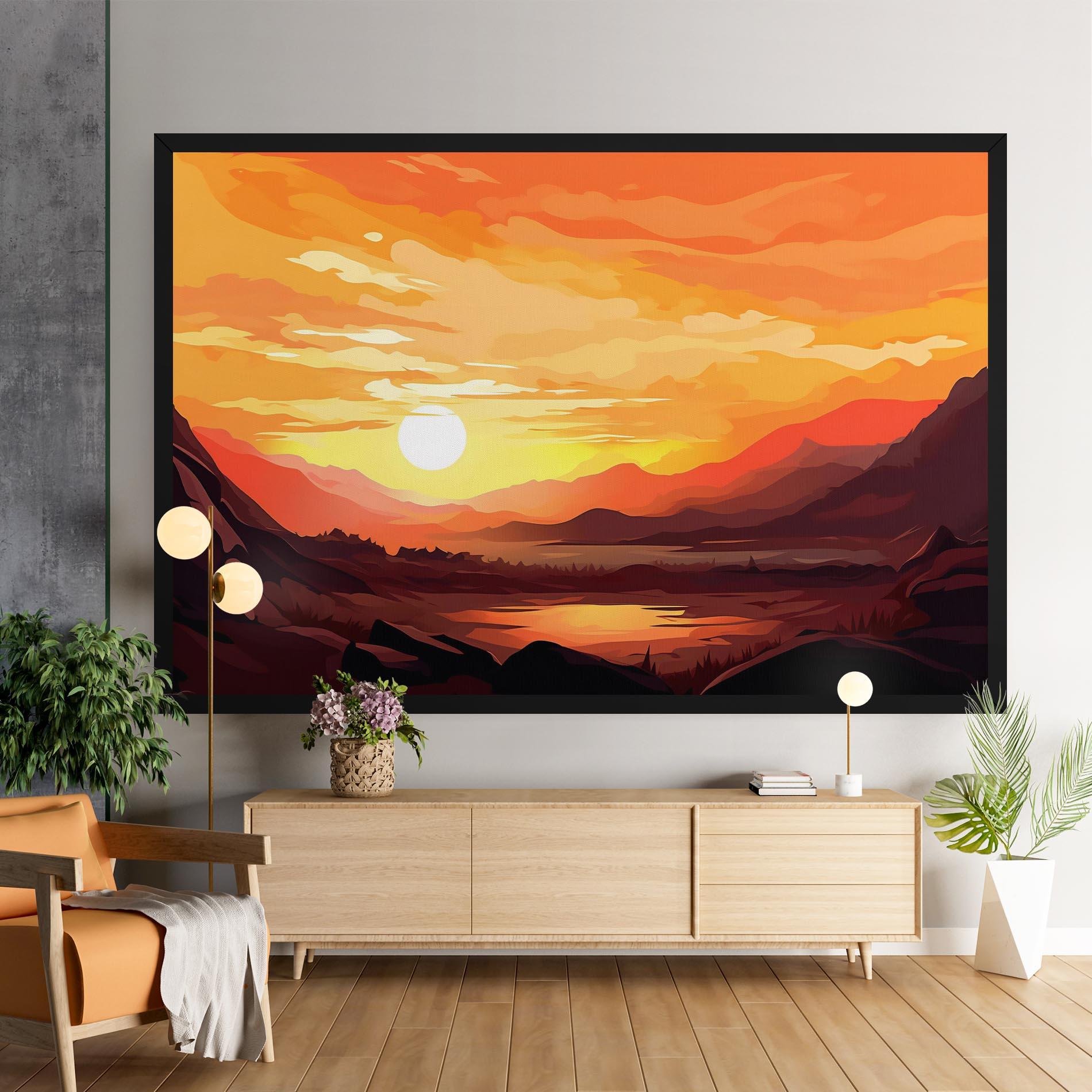 Leinwandbild Beautiful Sunset Illustration mockup 9