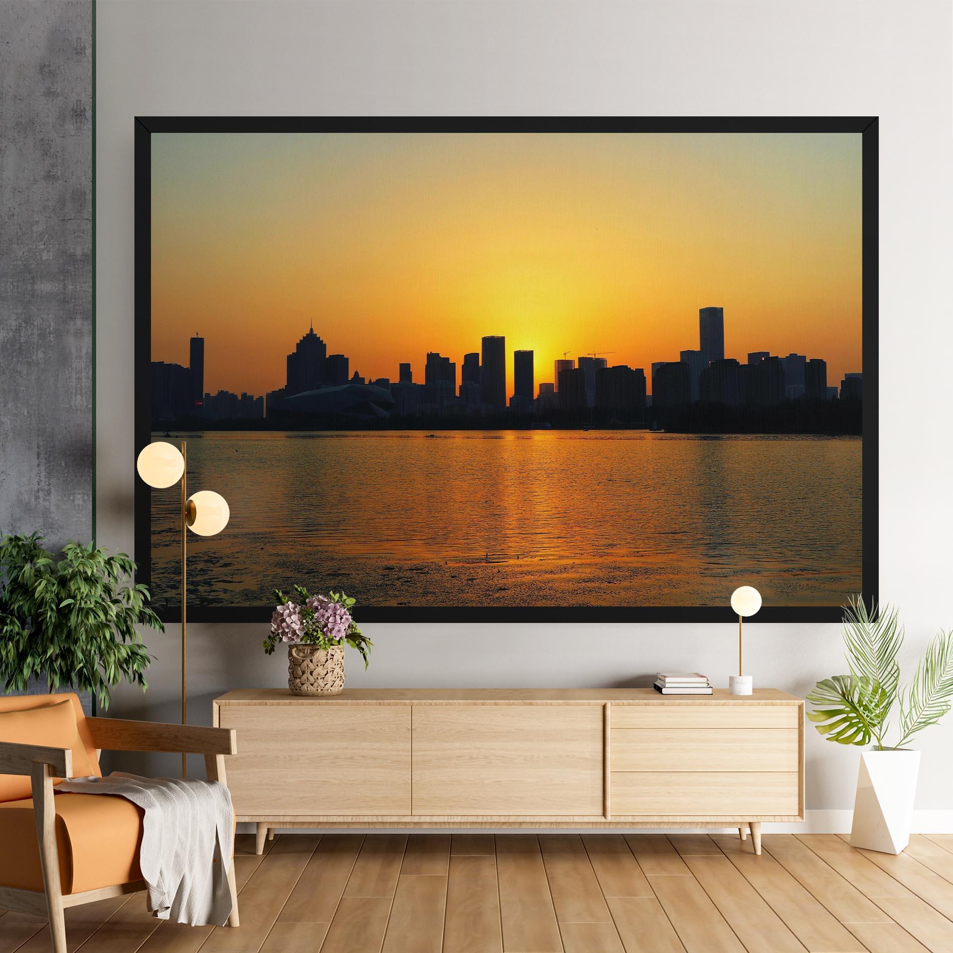 Leinwandbild City Building Sunset mockup 9