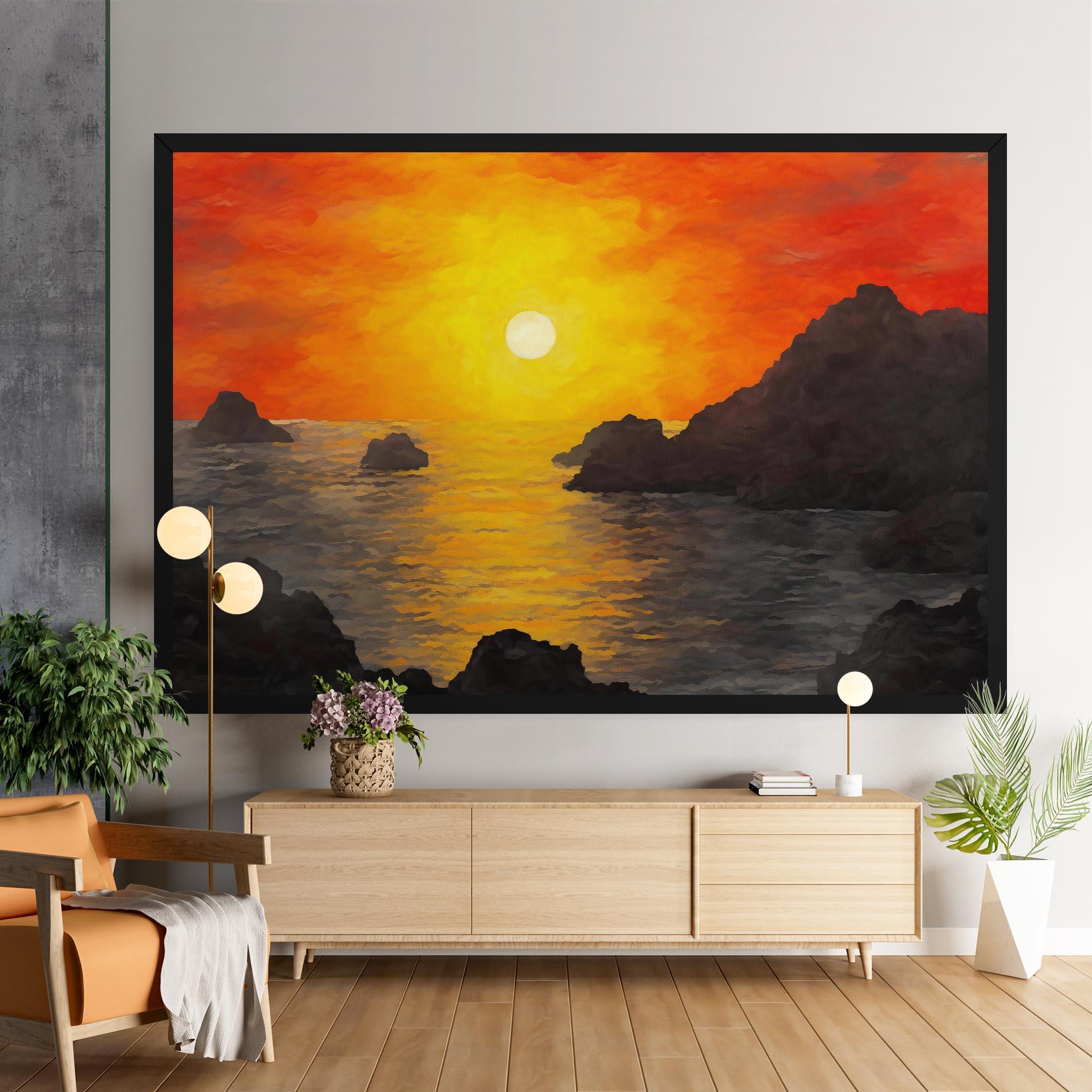 Leinwandbild Mountains Rocks Painting mockup 9