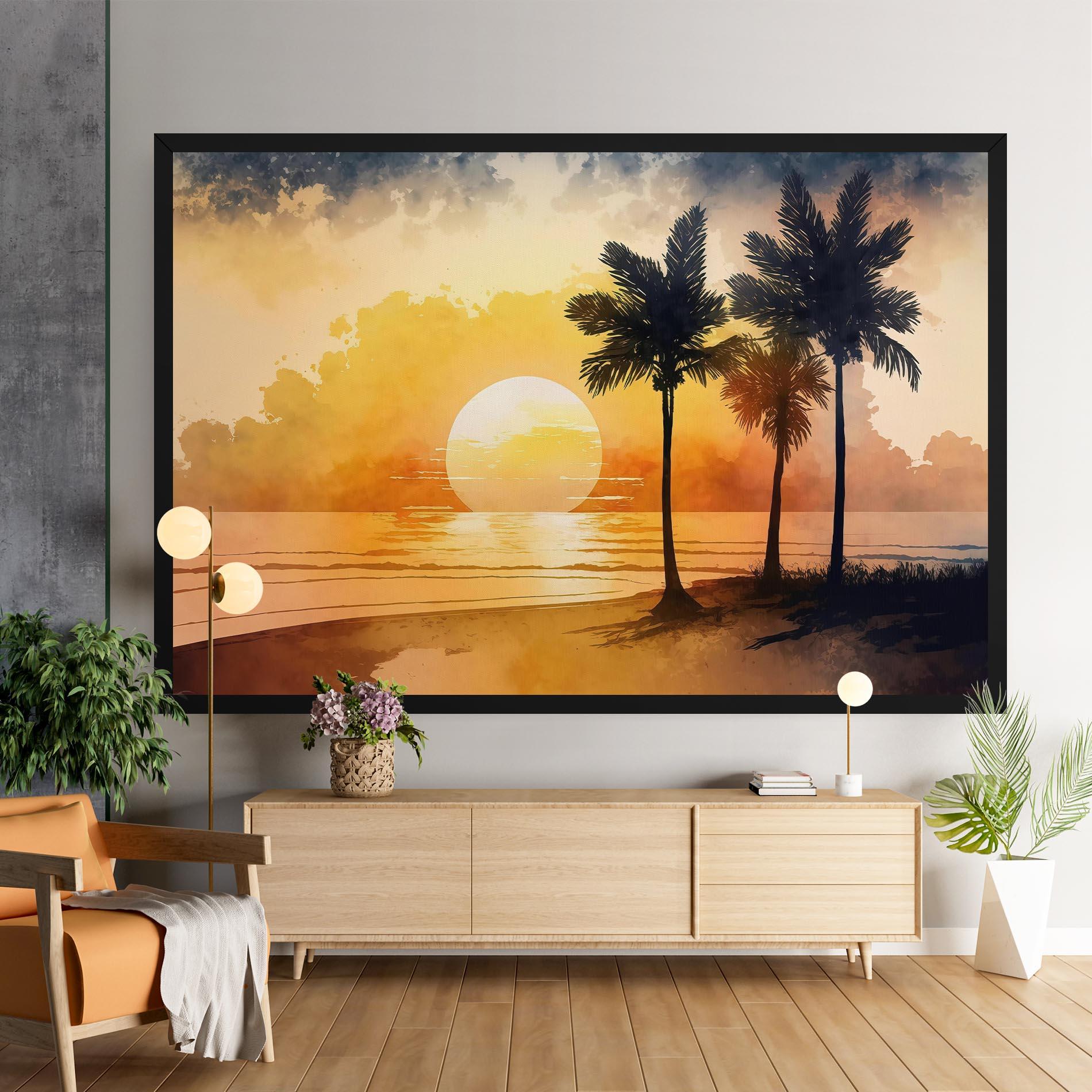 Leinwandbild Palm Trees Sunset mockup 9