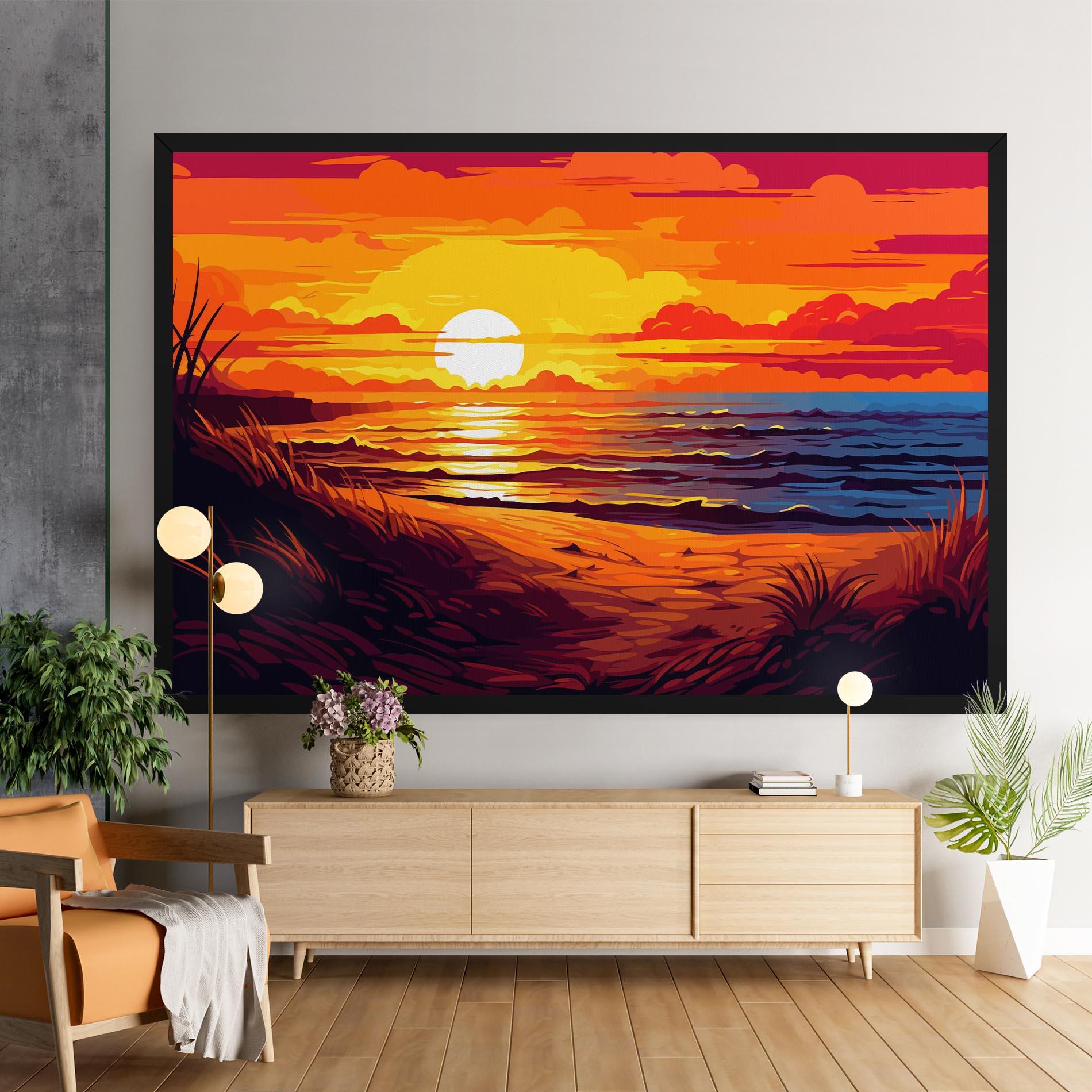 Leinwandbild Strong Orange Sunset mockup 9