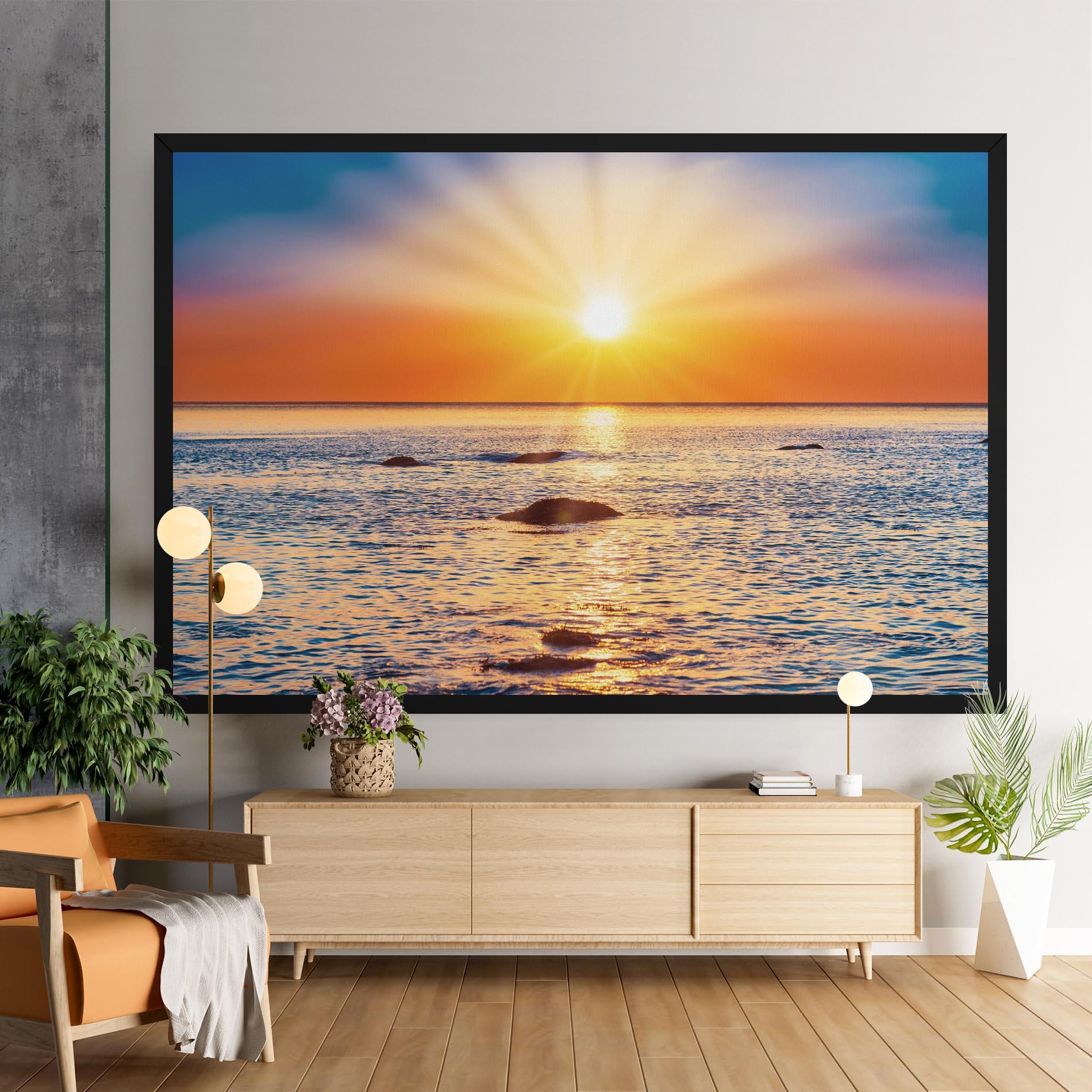 Leinwandbild Sunset Beach Rocks mockup 9