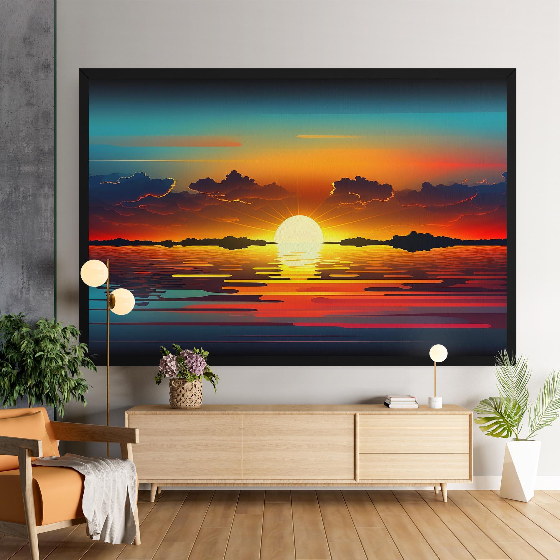 Leinwandbild Yellow Sunset Illustration mockup 9
