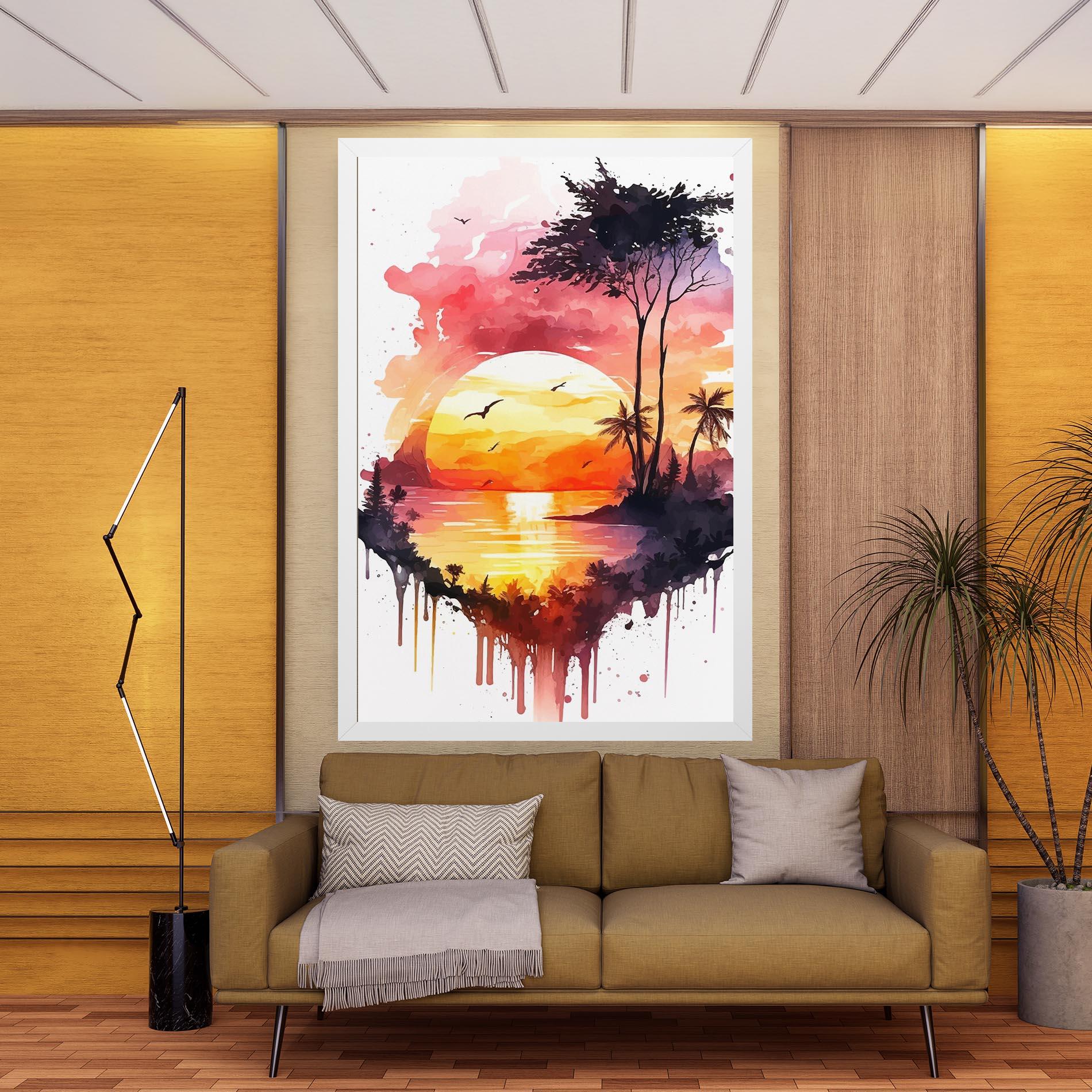 Leinwandbild Purple Sunset Art mockup 9