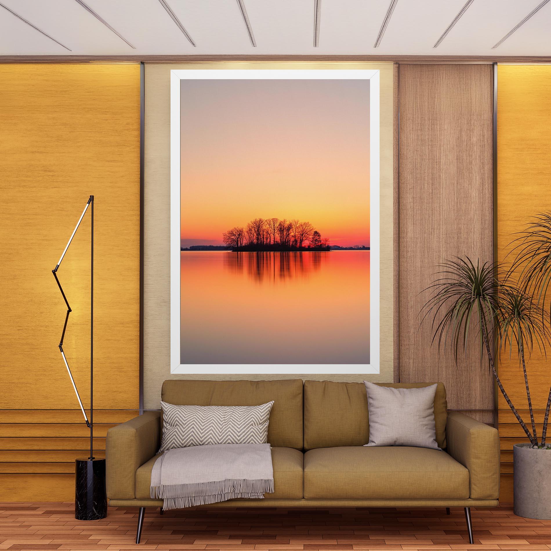 Leinwandbild Tree Sunset Lake mockup 9