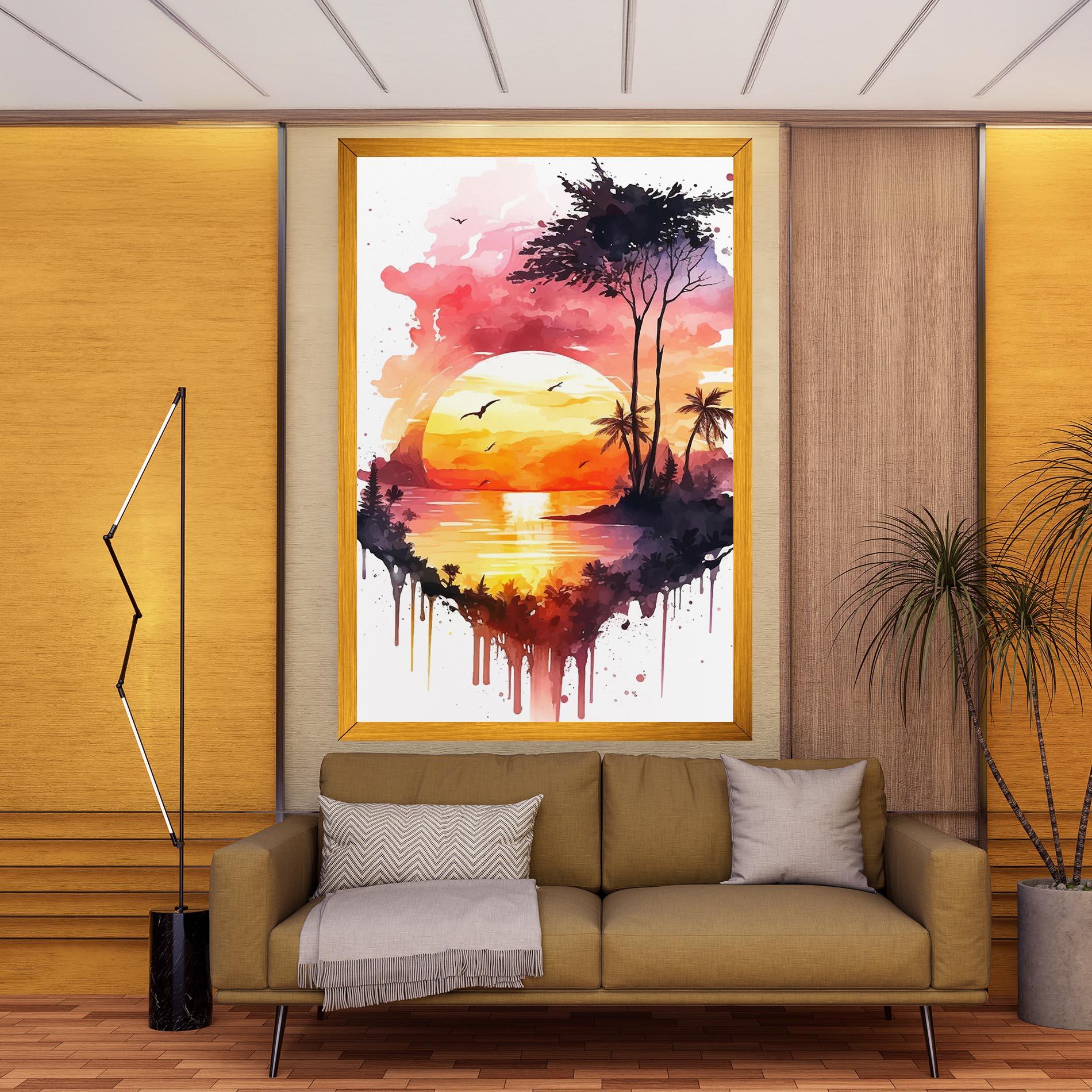 Leinwandbild Purple Sunset Art mockup 9
