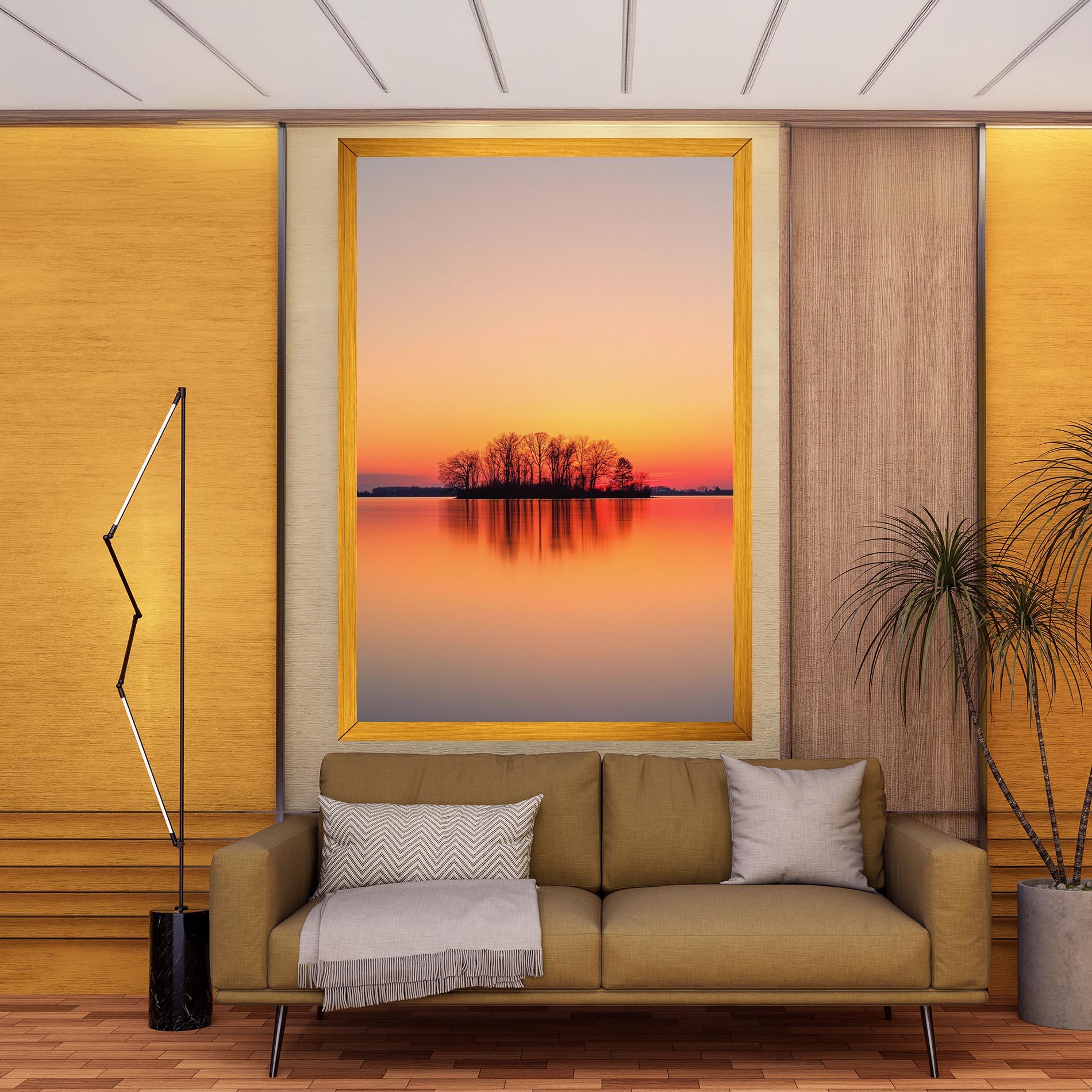 Leinwandbild Tree Sunset Lake mockup 9