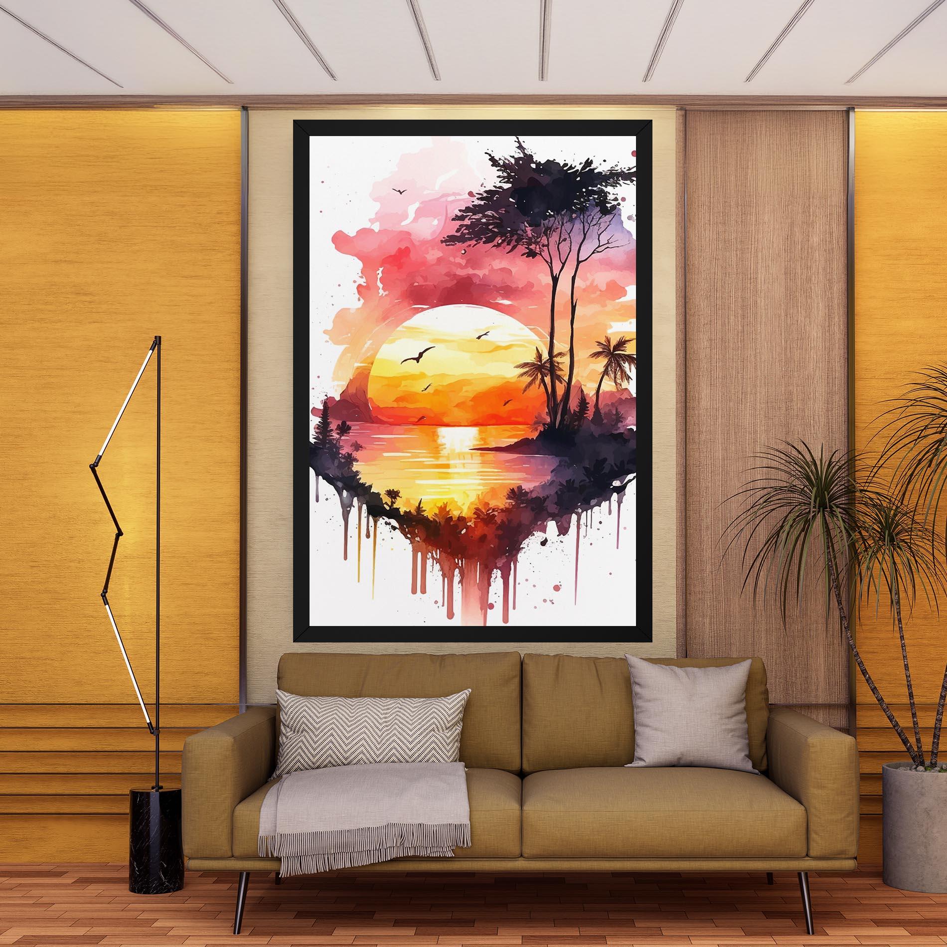 Leinwandbild Purple Sunset Art mockup 9