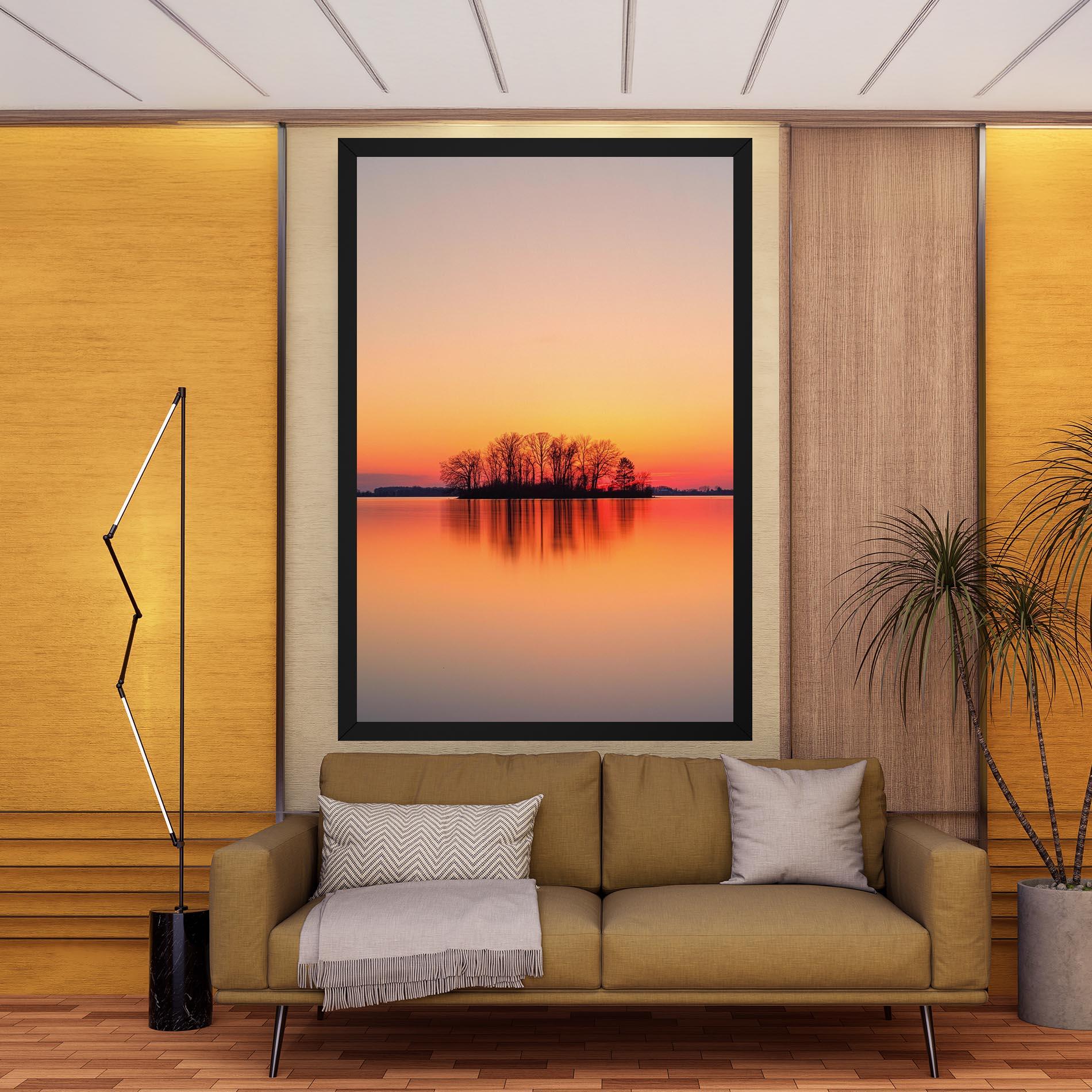 Leinwandbild Tree Sunset Lake mockup 9