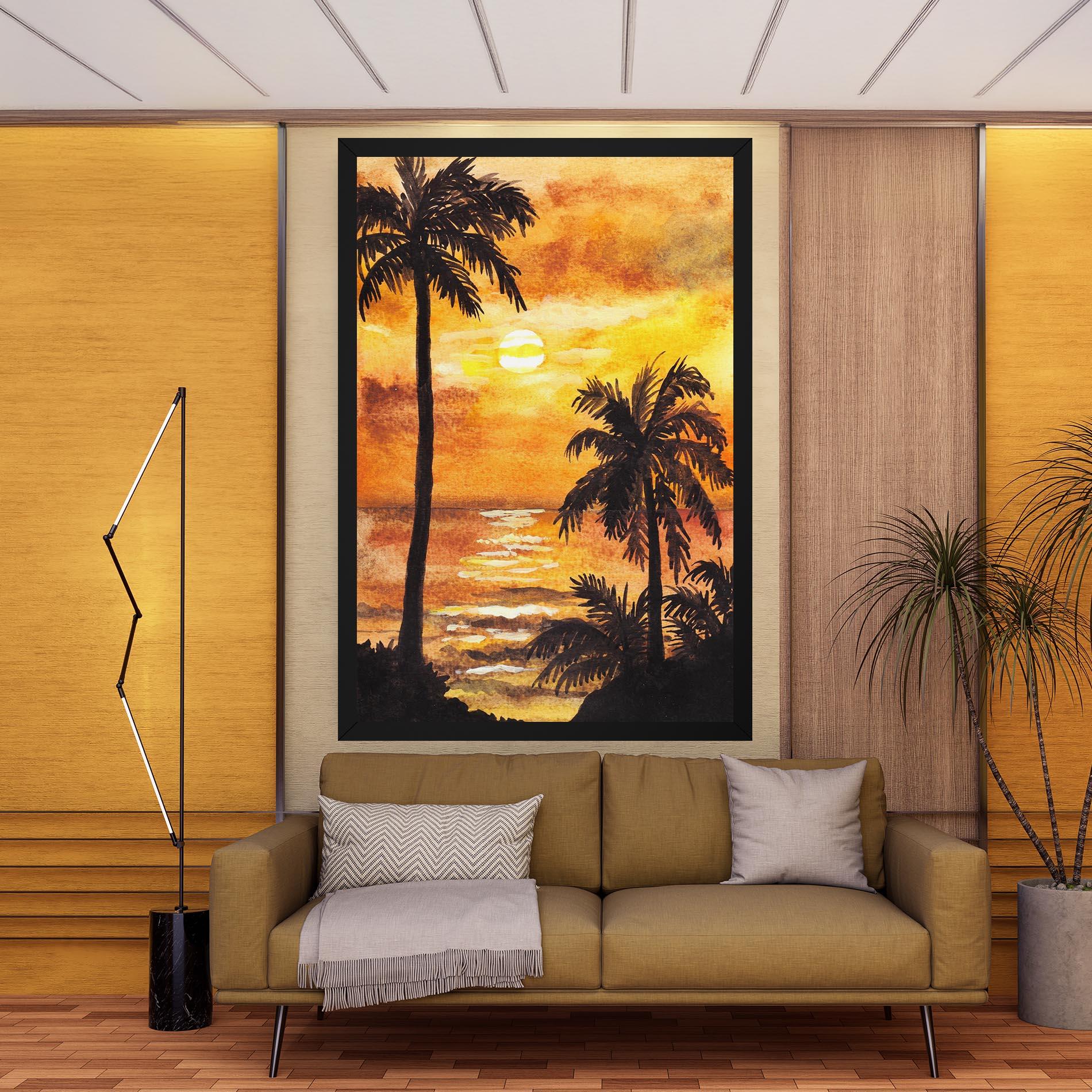 Leinwandbild Watercolor Painting Sunrise mockup 9