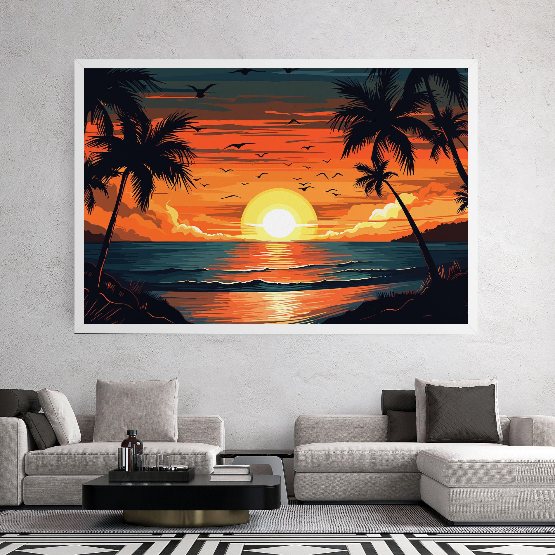 Leinwandbild Amazing Sunset View mockup 2