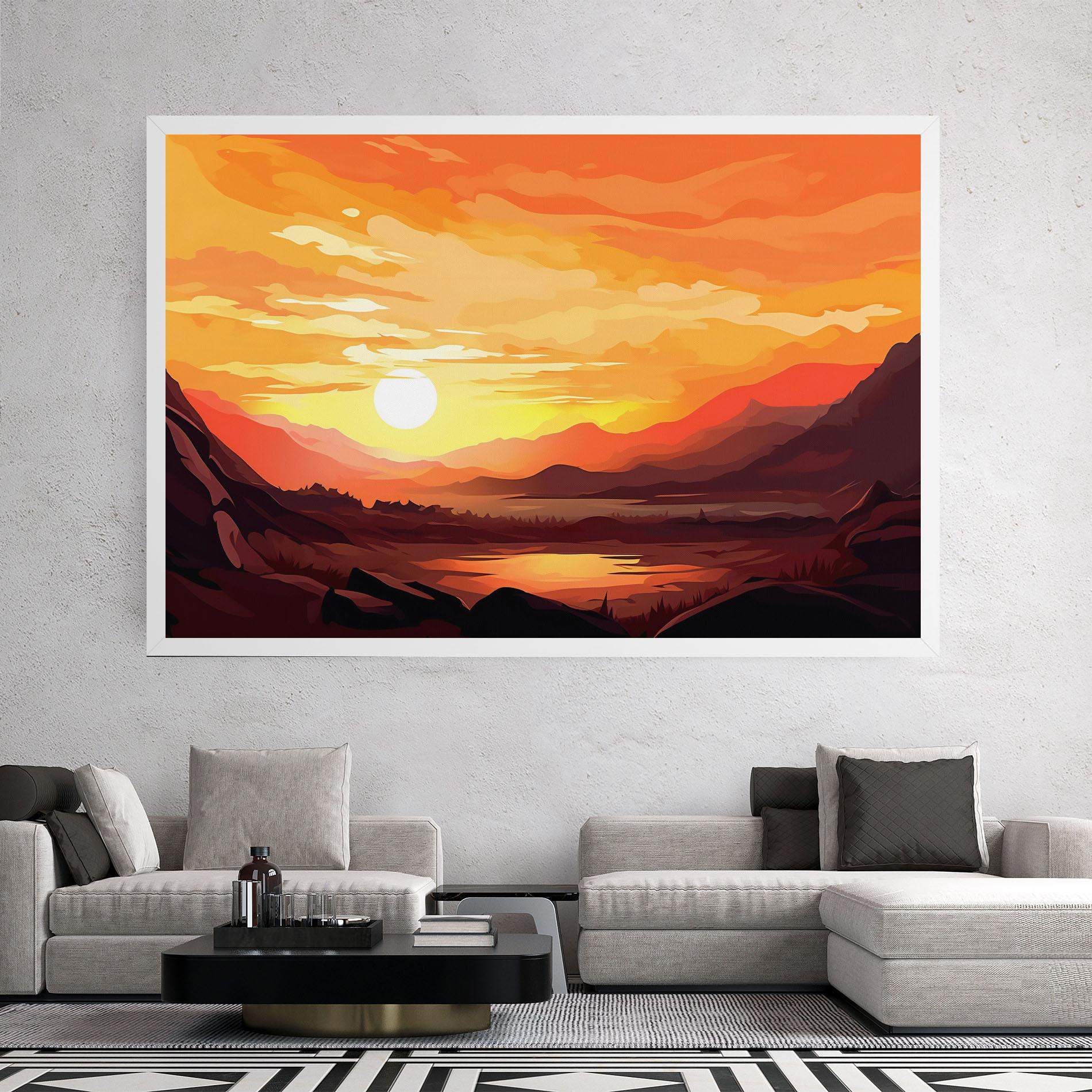 Leinwandbild Beautiful Sunset Illustration mockup 2