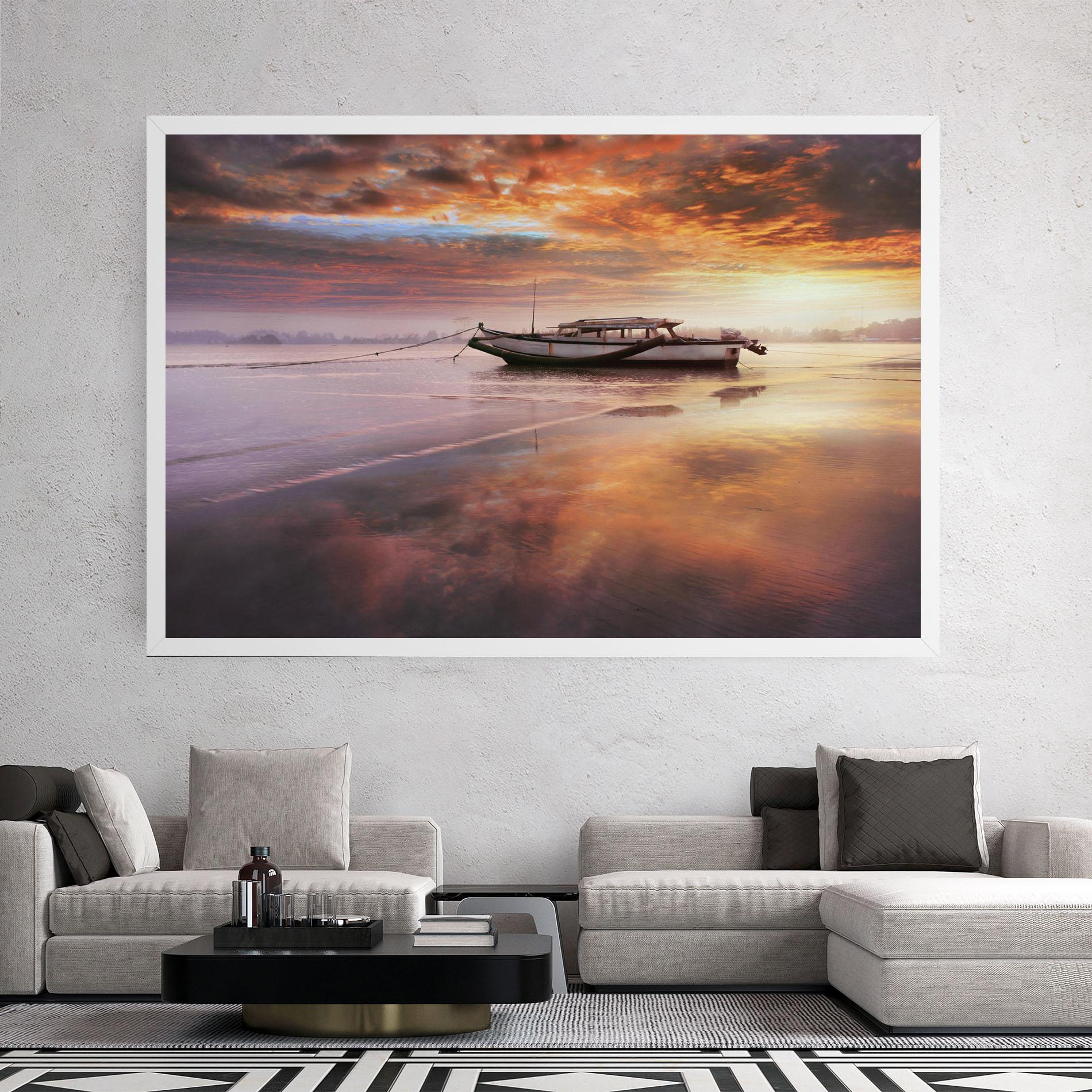 Leinwandbild Beauty Boat Sunrise mockup 2