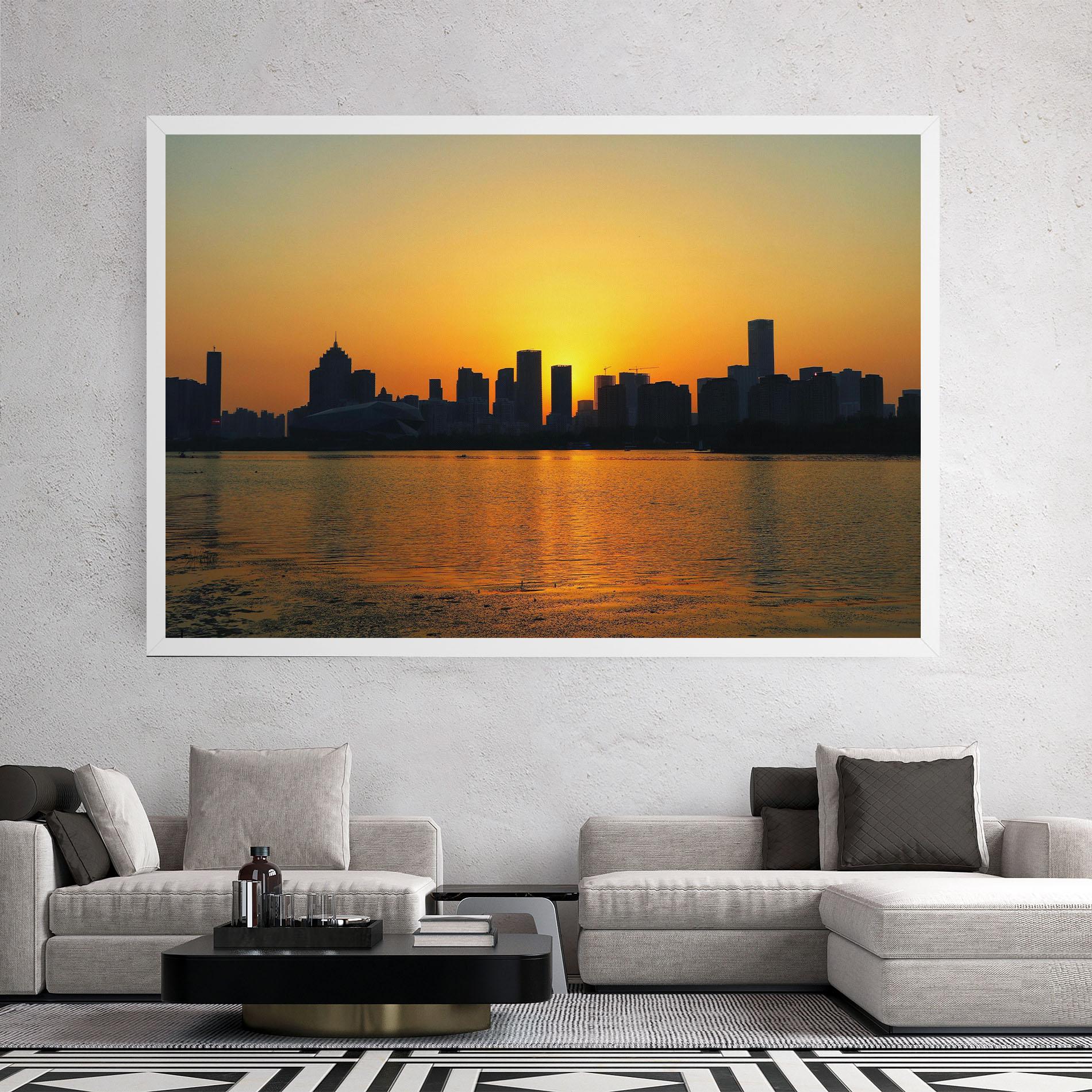Leinwandbild City Building Sunset mockup 2