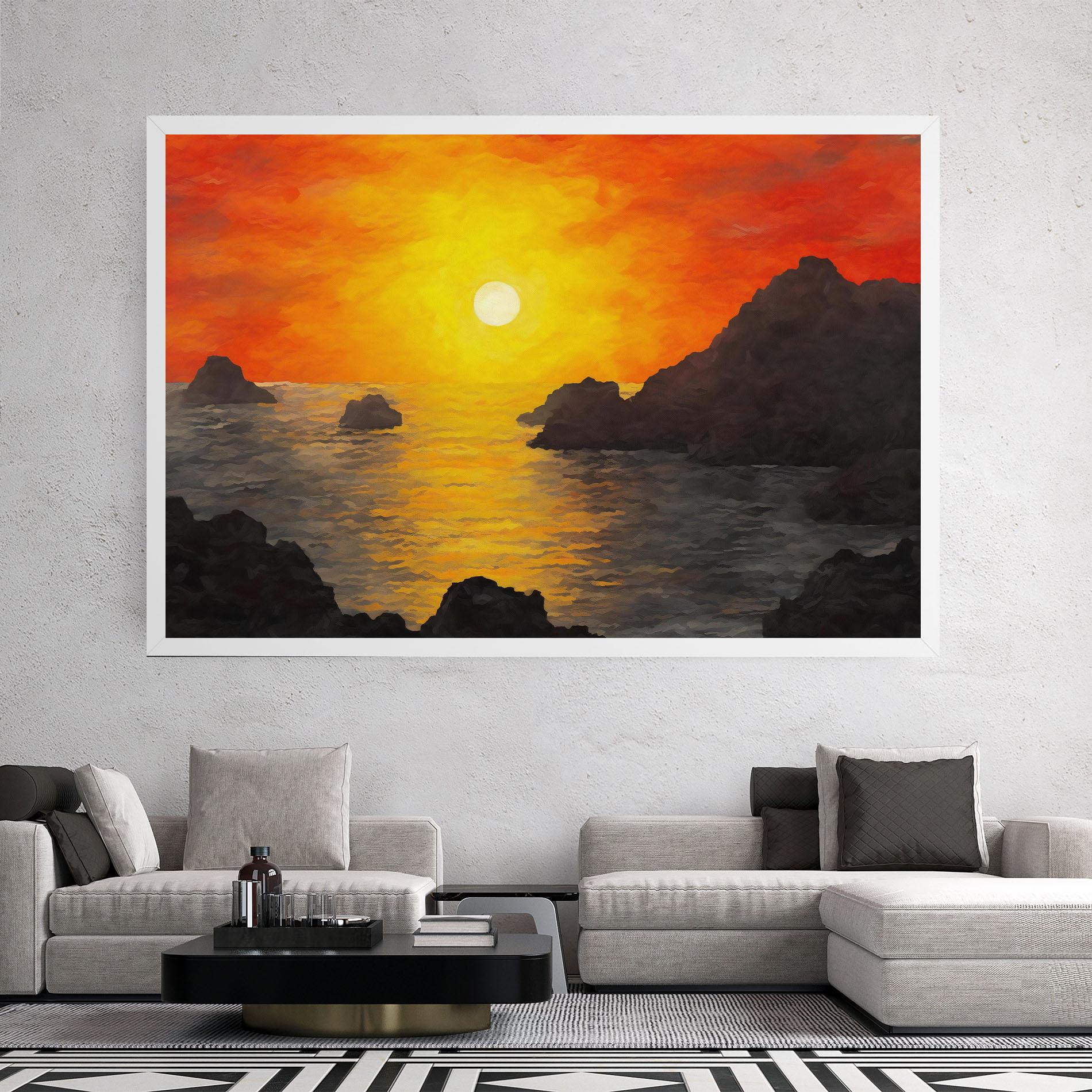 Leinwandbild Mountains Rocks Painting mockup 2