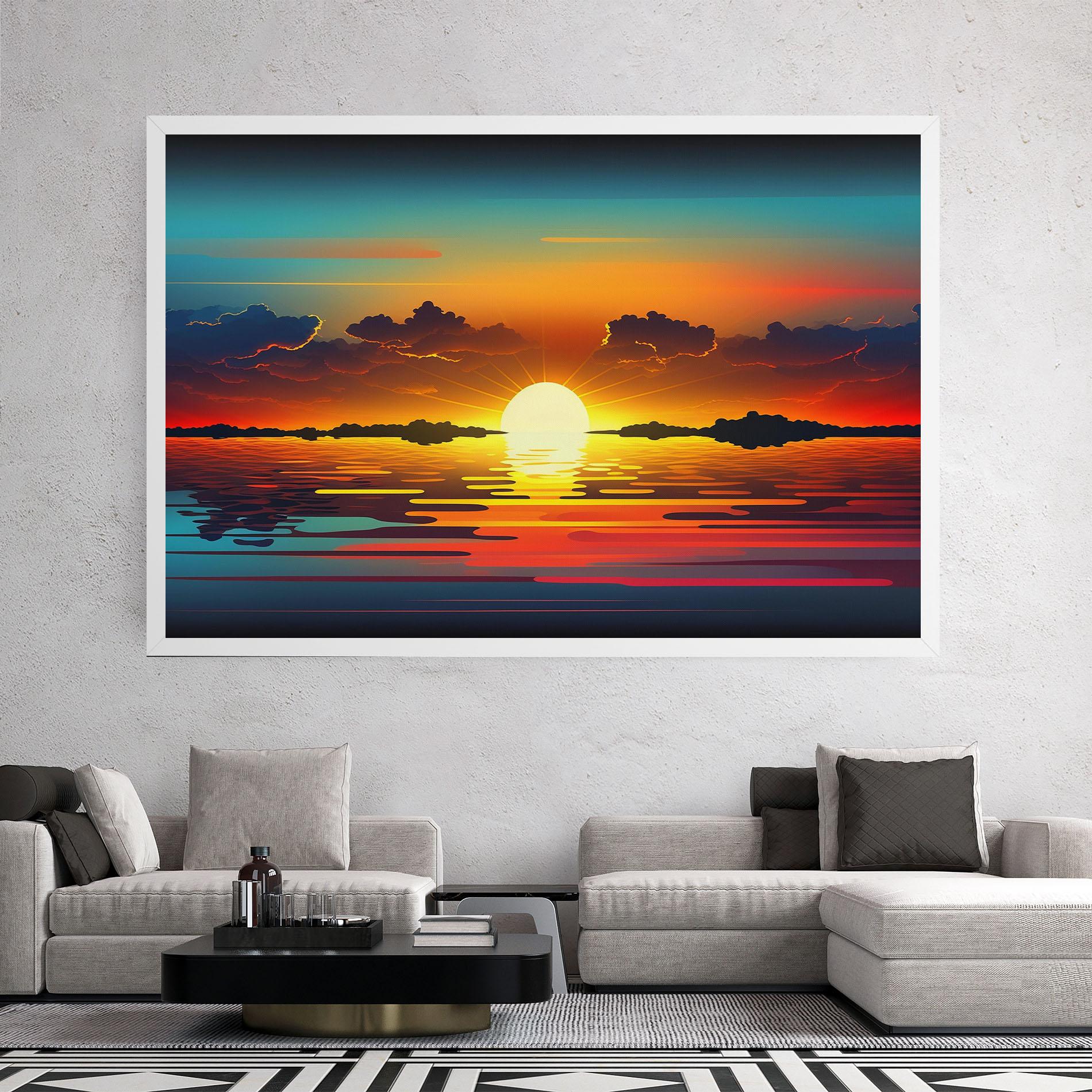 Leinwandbild Yellow Sunset Illustration mockup 2
