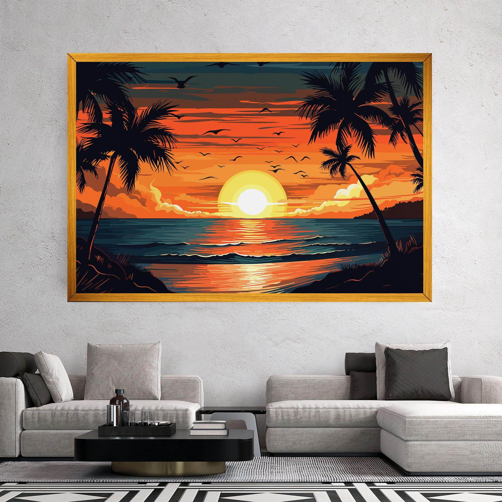 Leinwandbild Amazing Sunset View mockup 2