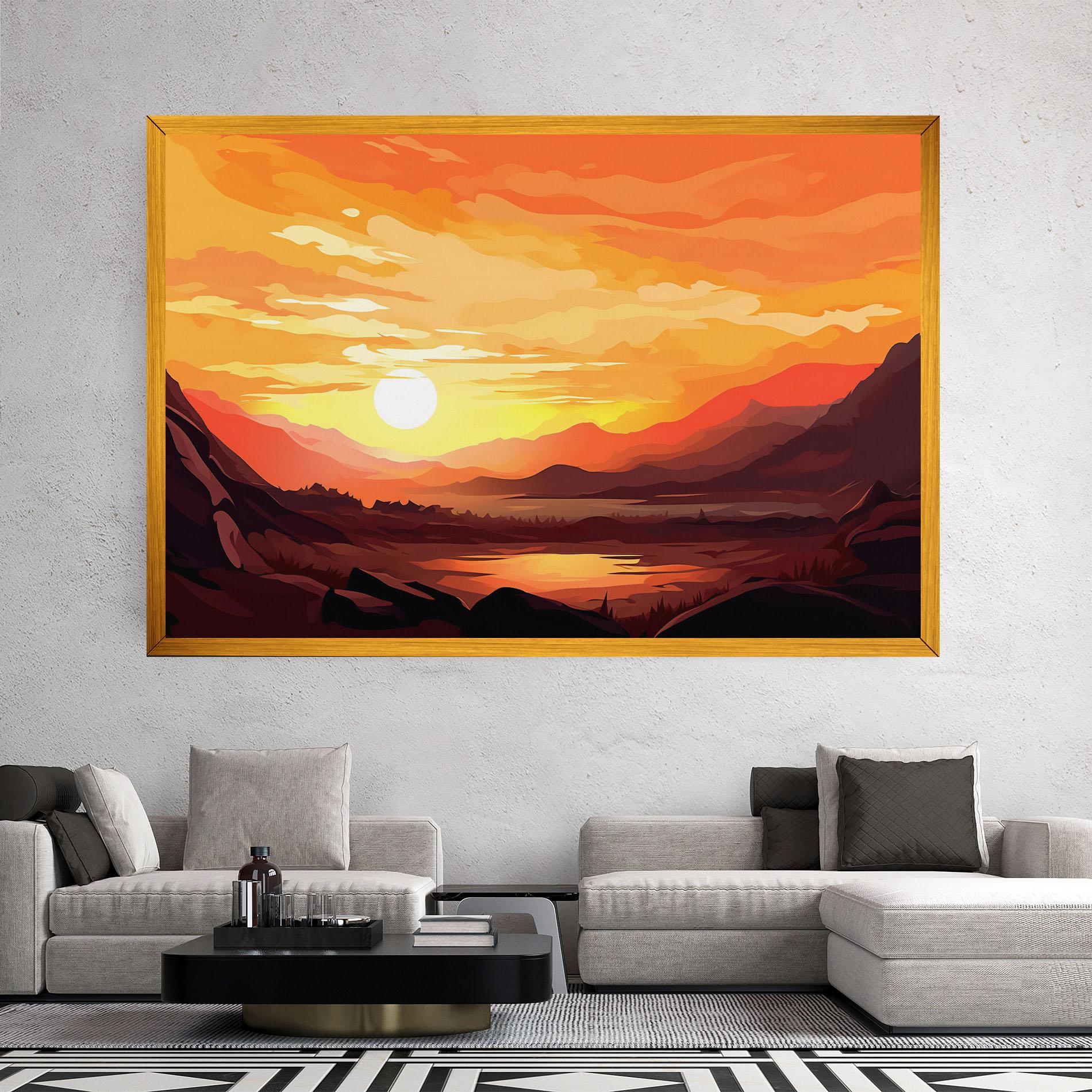 Leinwandbild Beautiful Sunset Illustration mockup 2