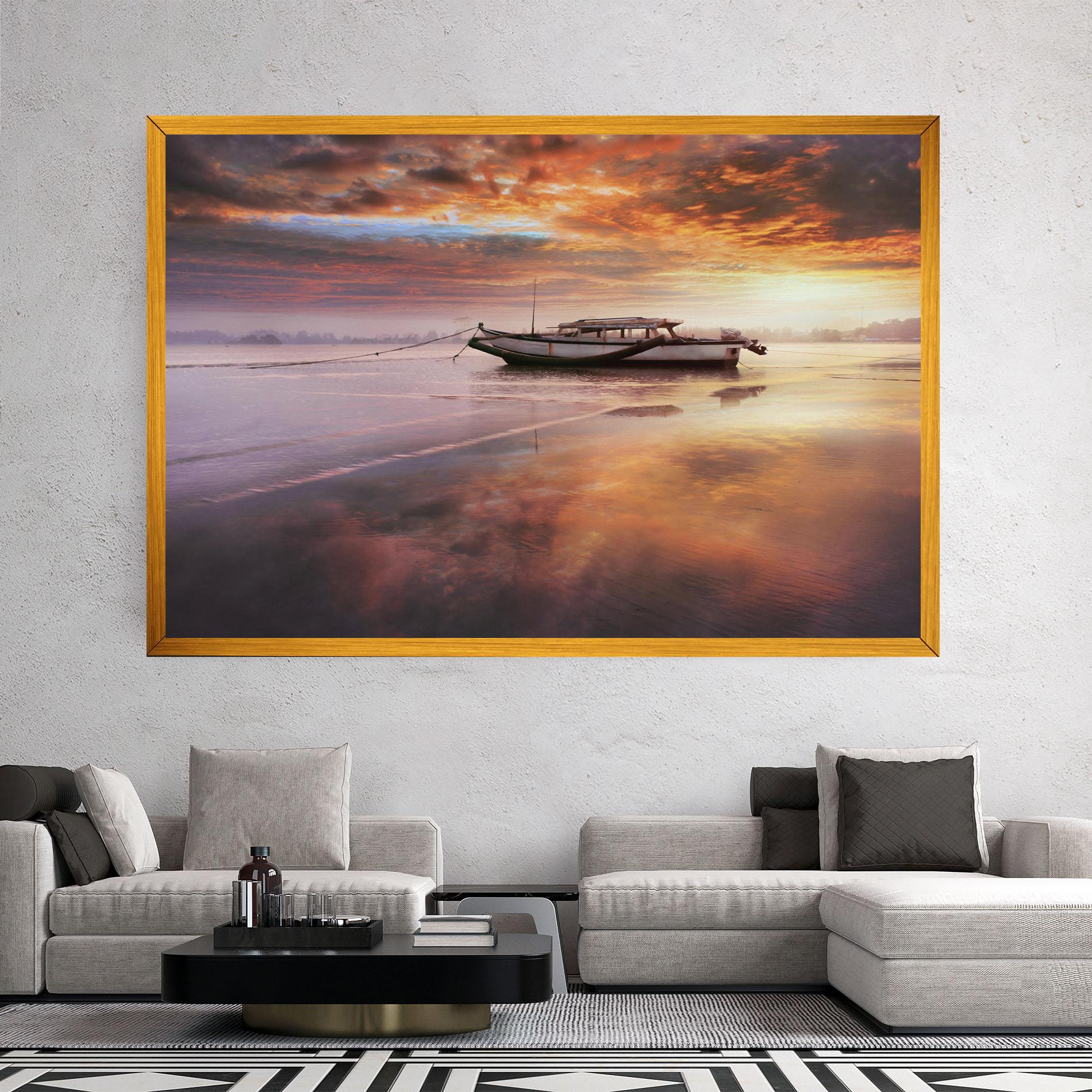 Leinwandbild Beauty Boat Sunrise mockup 2