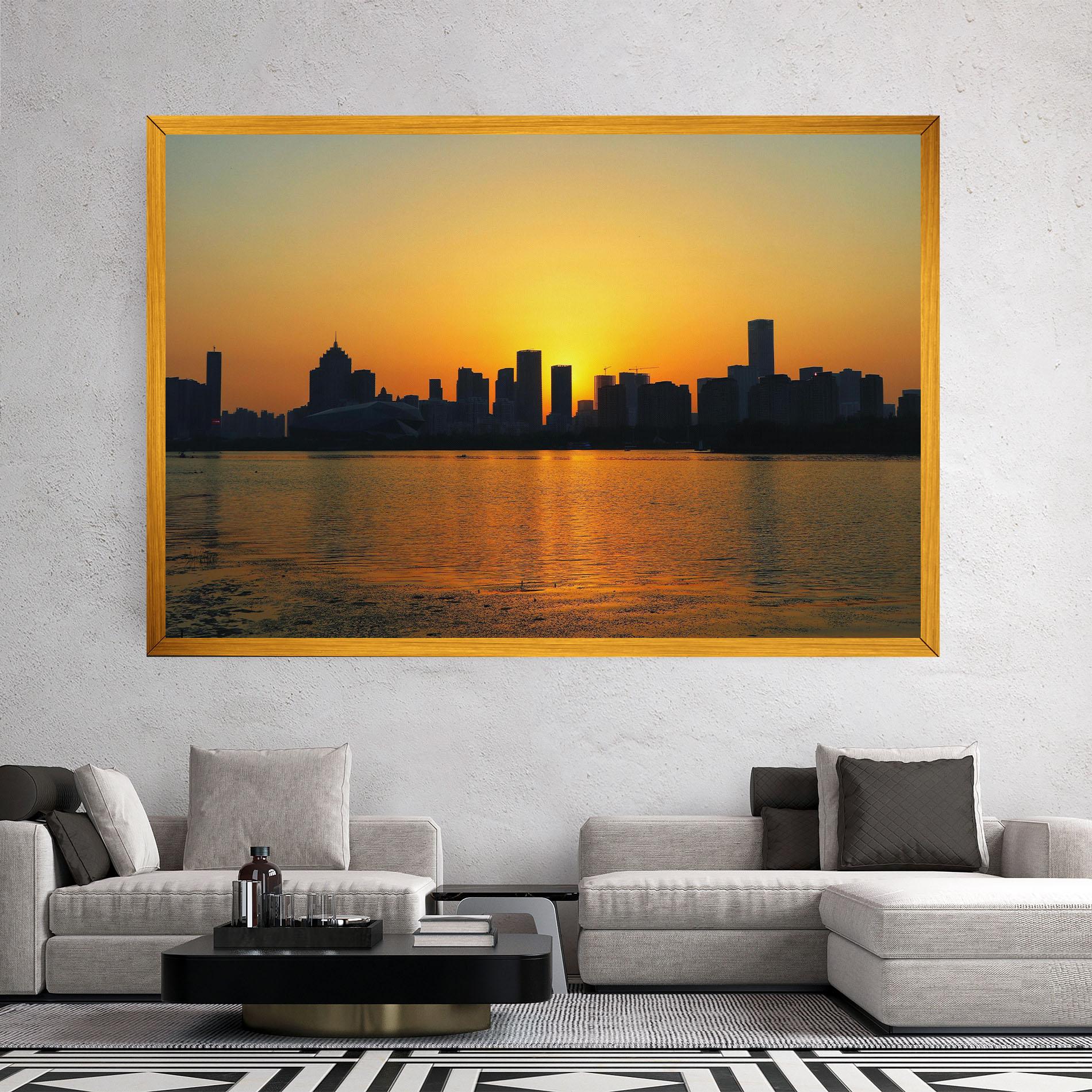 Leinwandbild City Building Sunset mockup 2