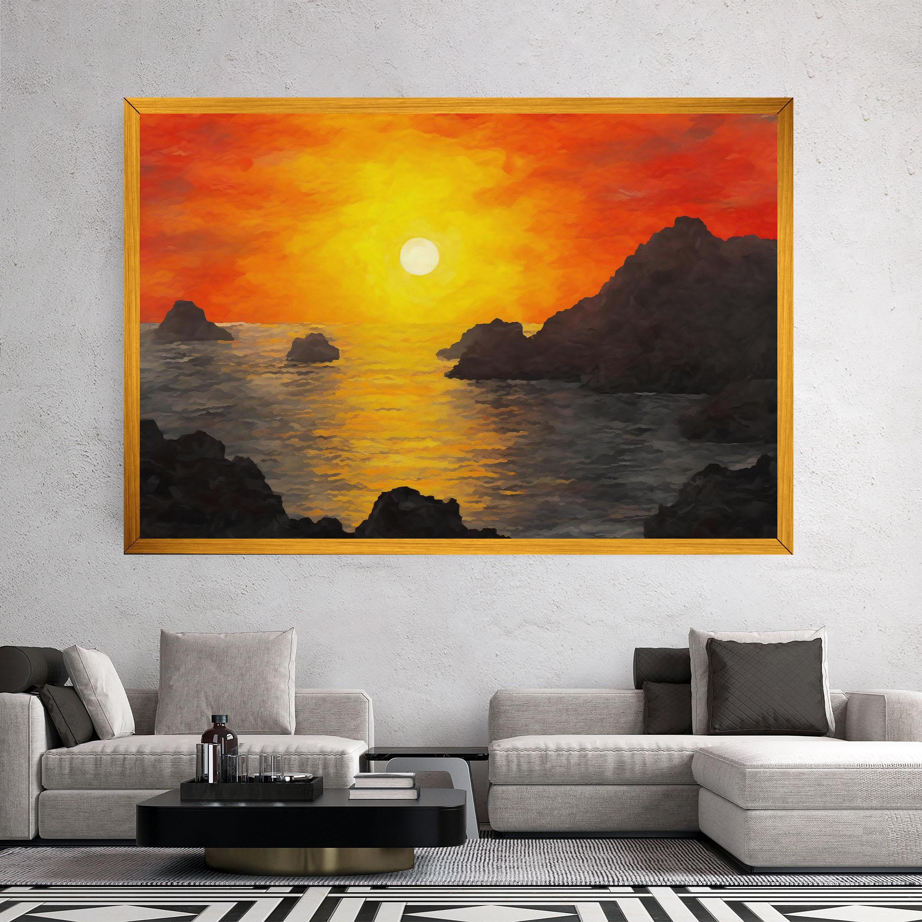 Leinwandbild Mountains Rocks Painting mockup 2