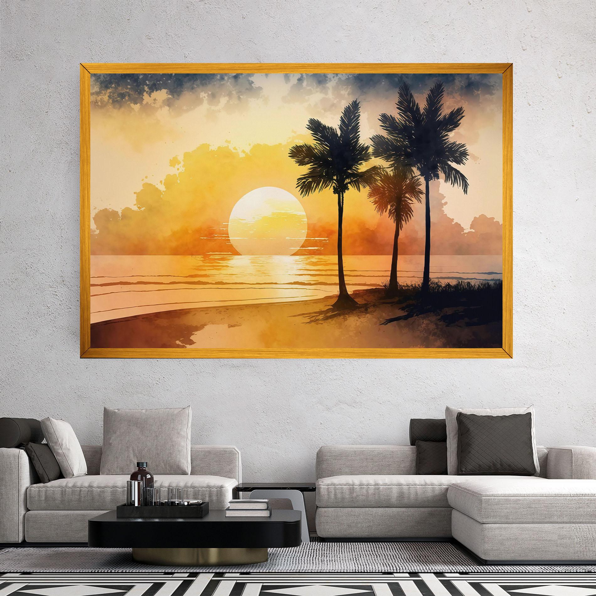 Leinwandbild Palm Trees Sunset mockup 2