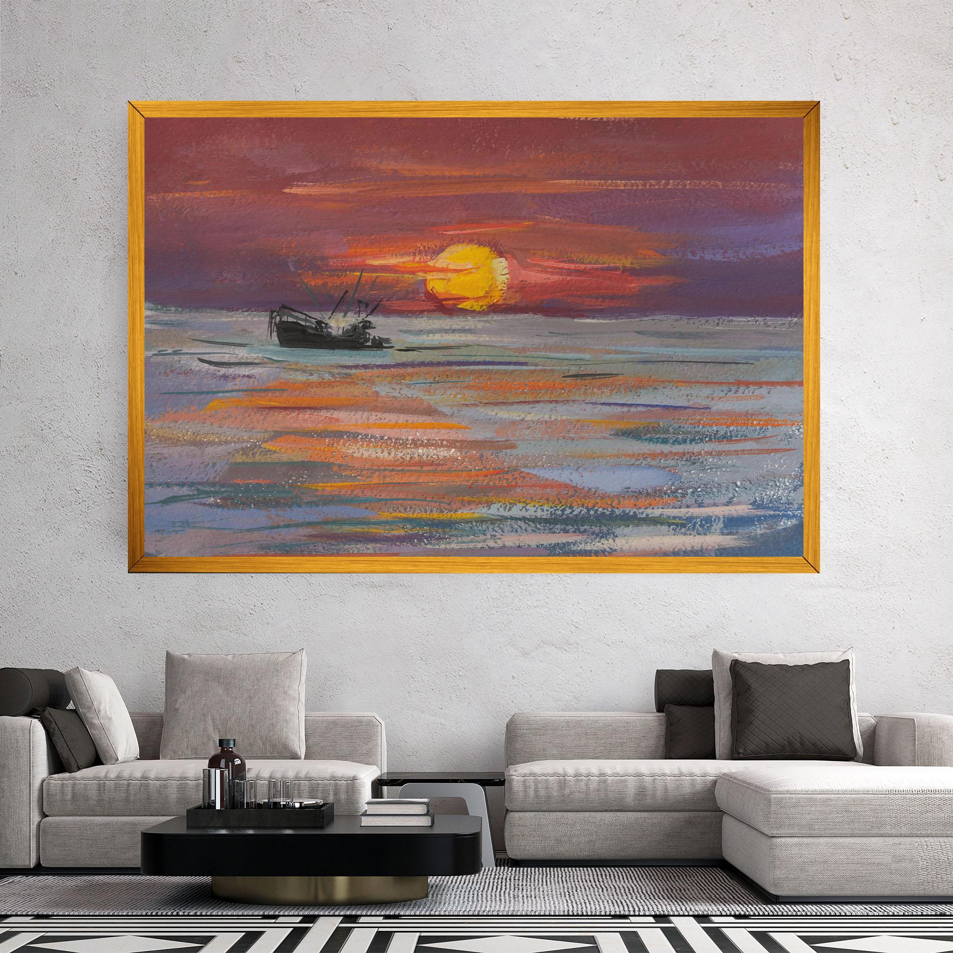 Leinwandbild Sea Ship Painting mockup 2