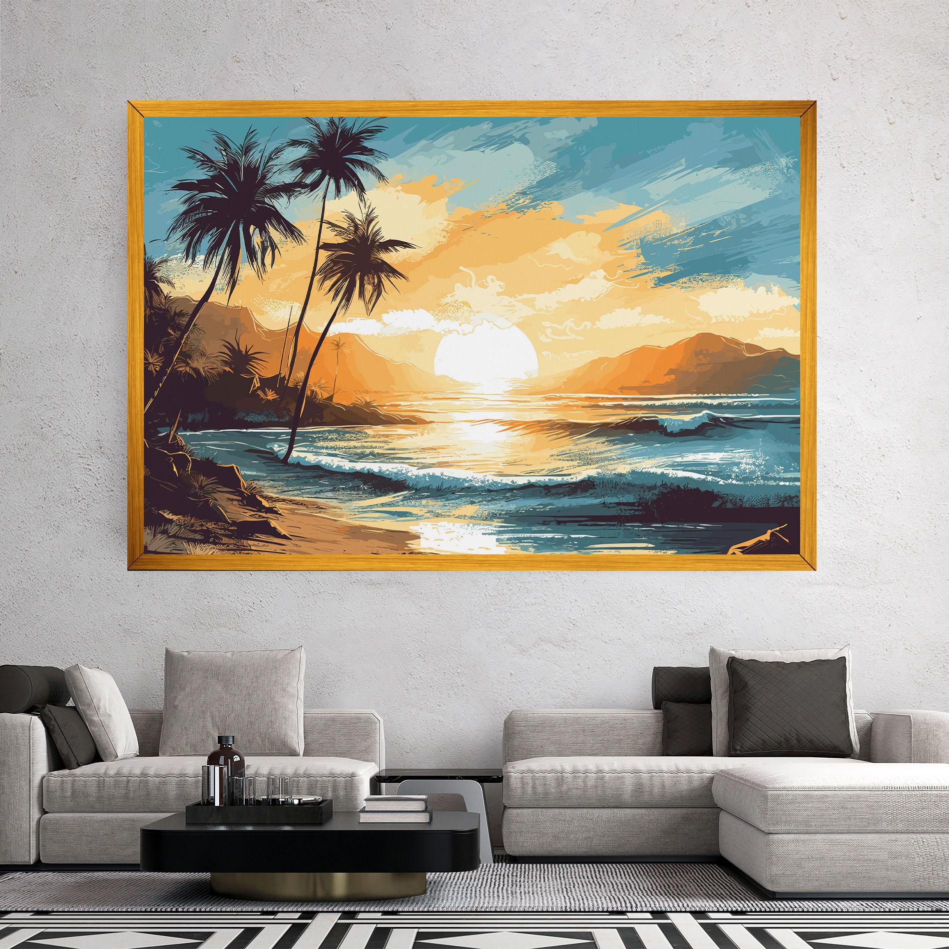 Leinwandbild Yellow Blue Sunrise mockup 2