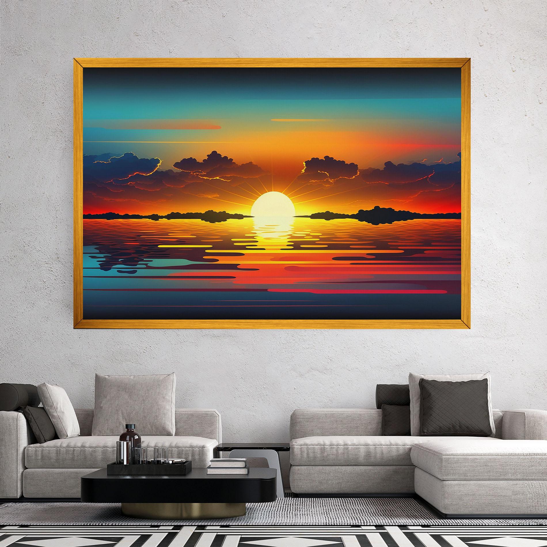 Leinwandbild Yellow Sunset Illustration mockup 2
