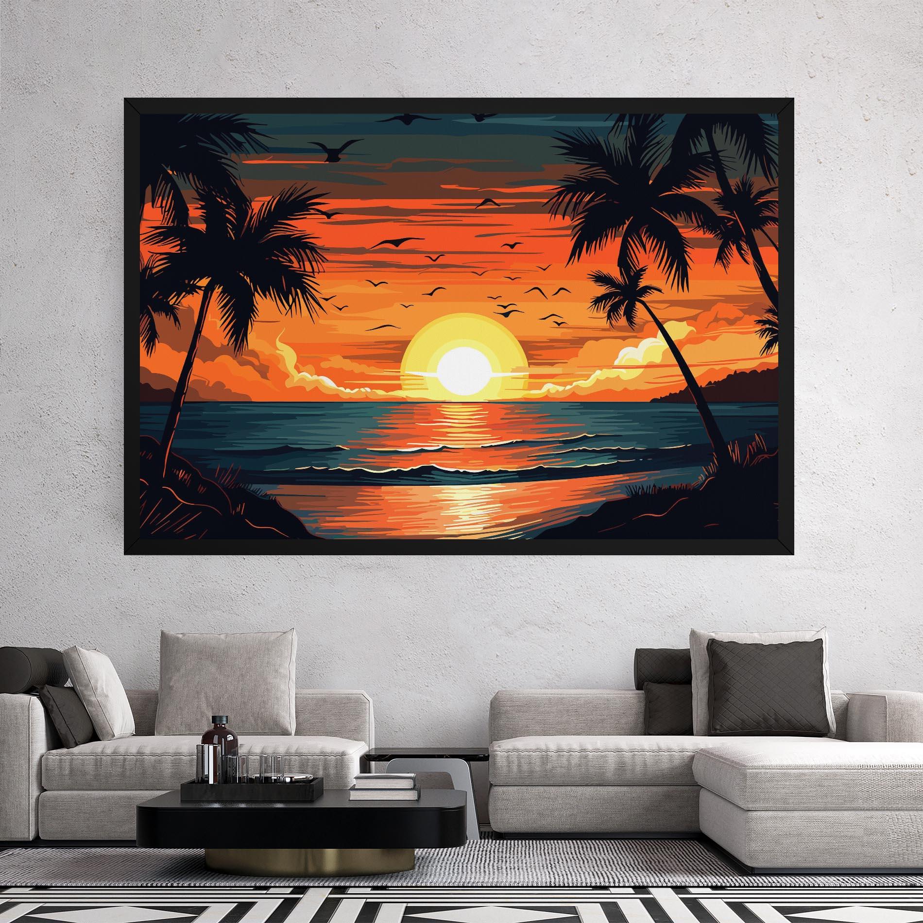 Leinwandbild Amazing Sunset View mockup 2