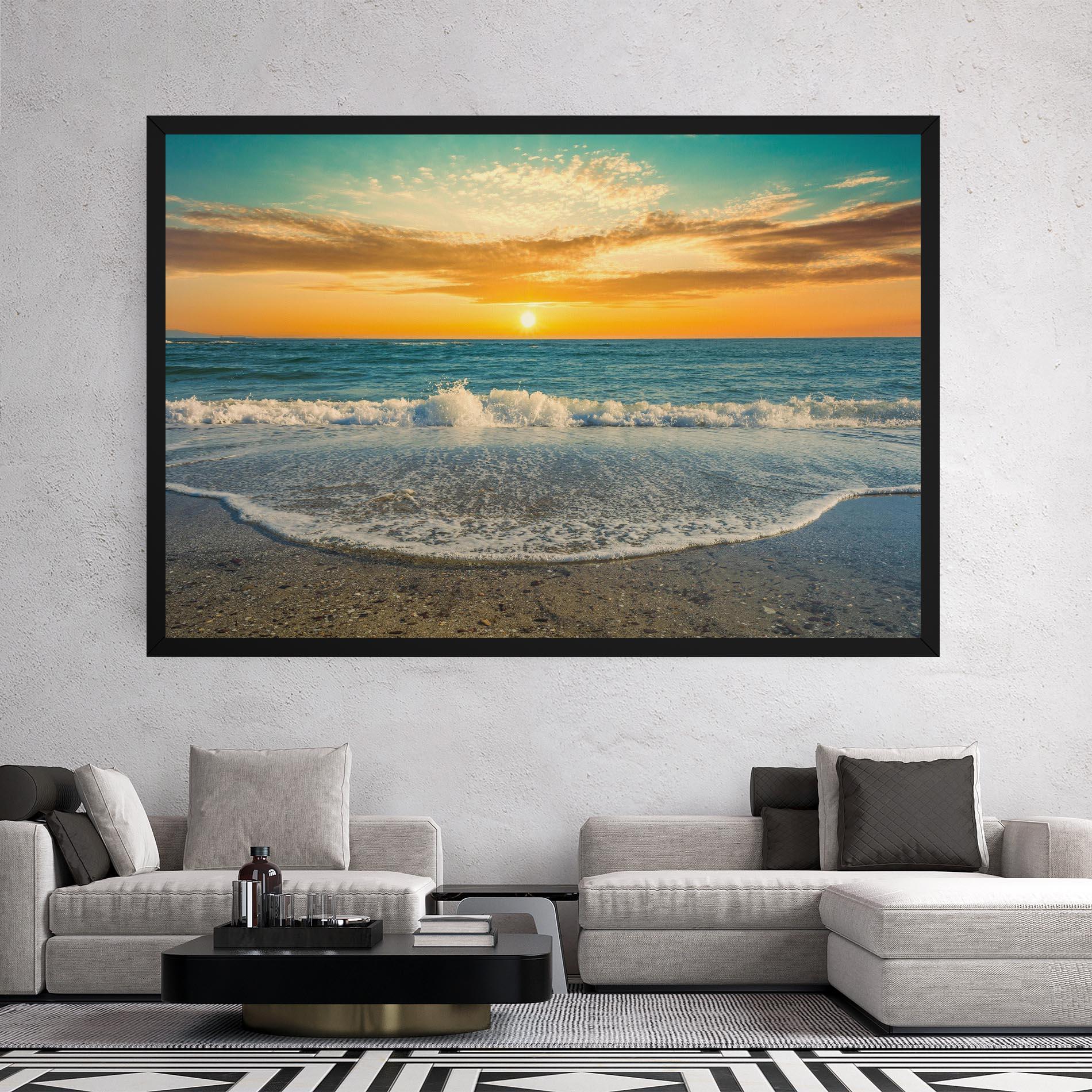 Leinwandbild Beach Dramatic Sunset mockup 2
