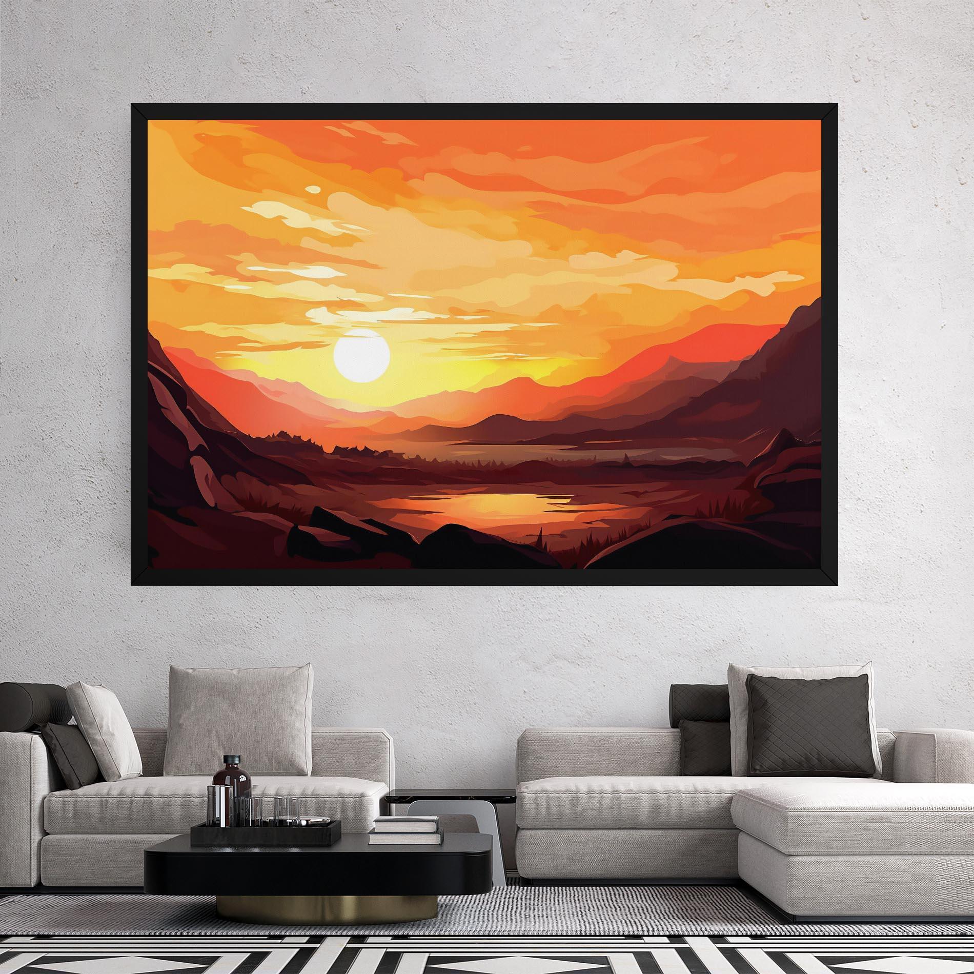 Leinwandbild Beautiful Sunset Illustration mockup 2
