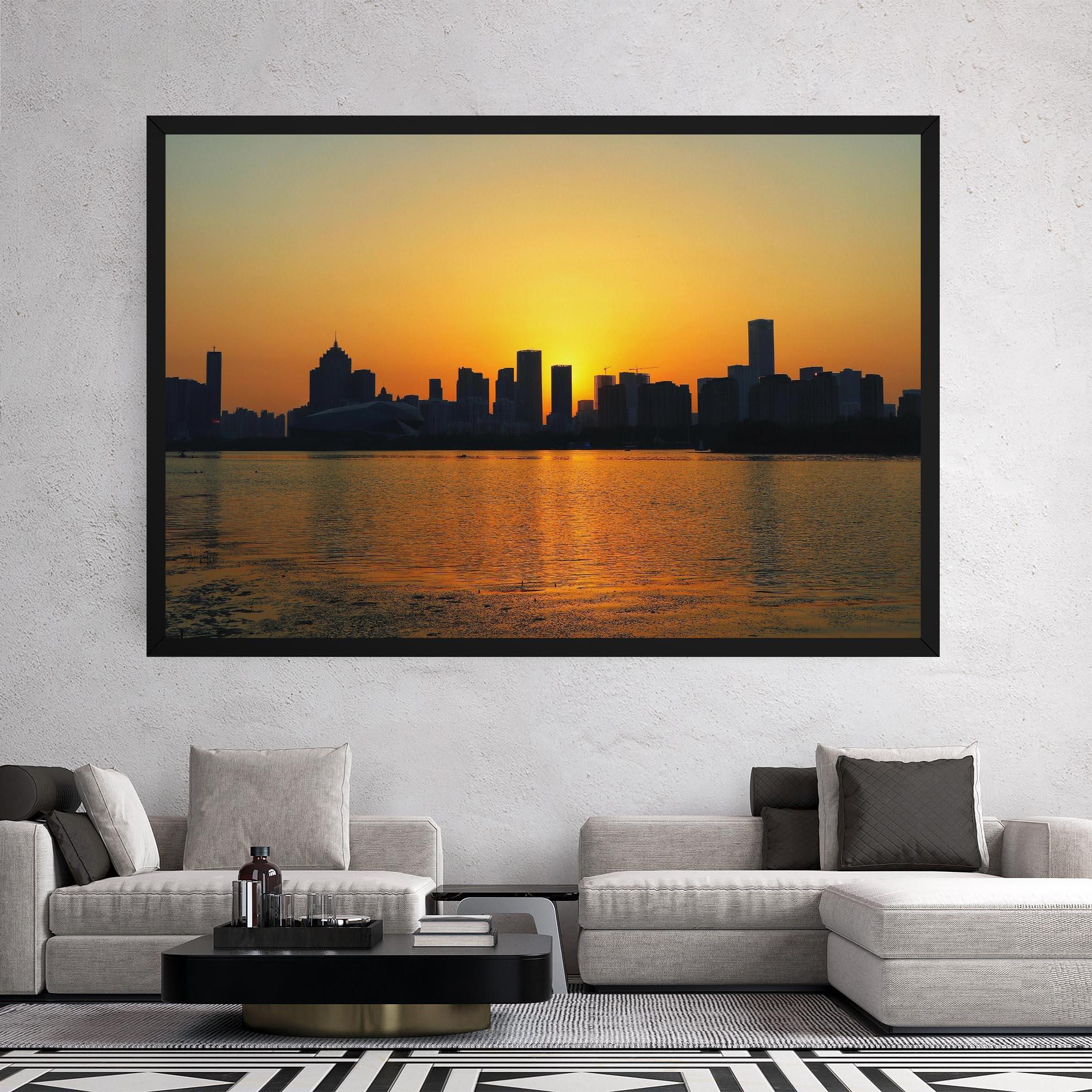 Leinwandbild City Building Sunset mockup 2