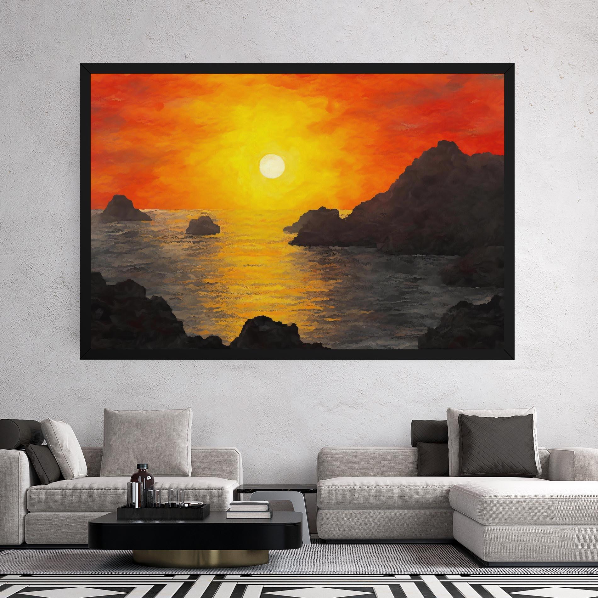 Leinwandbild Mountains Rocks Painting mockup 2