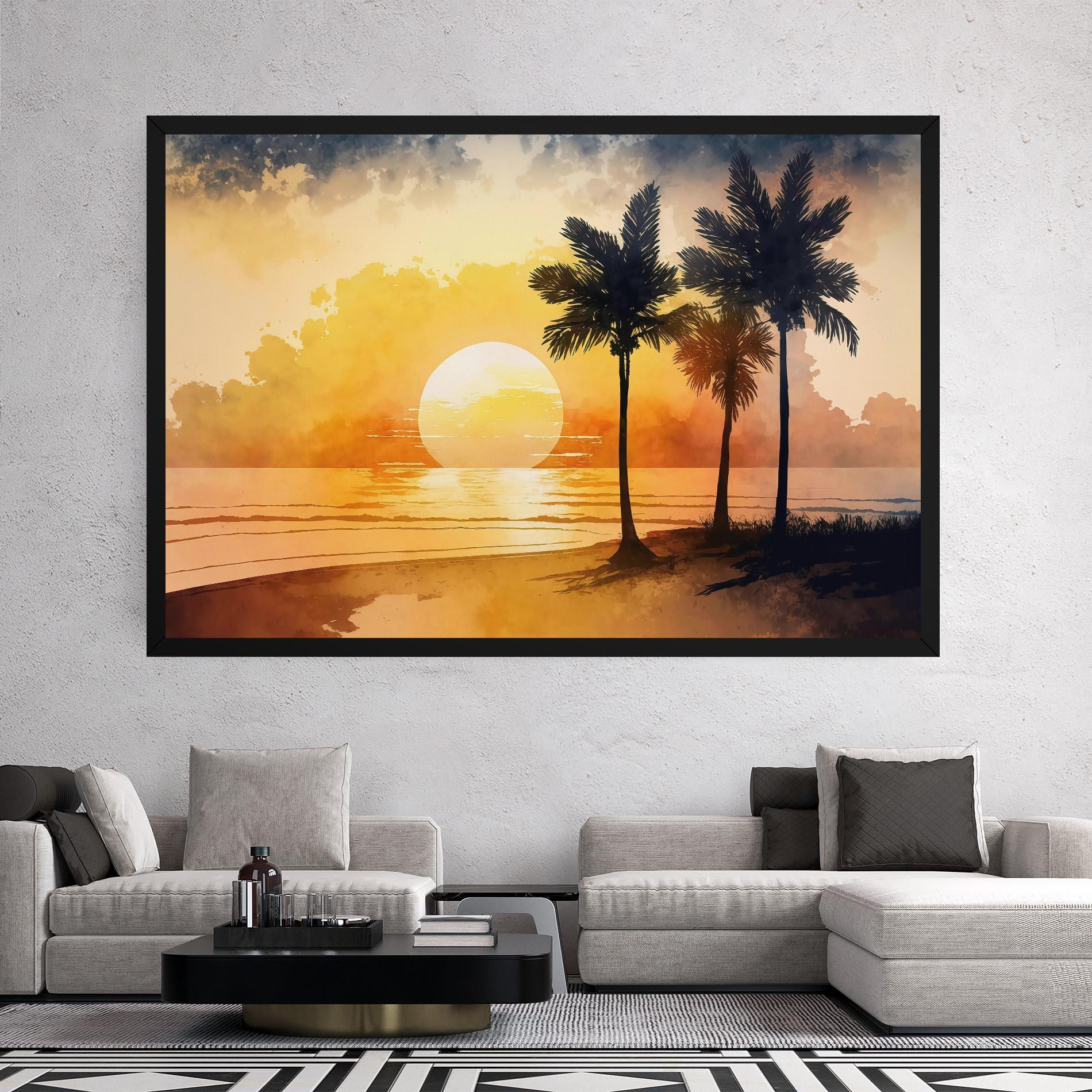Leinwandbild Palm Trees Sunset mockup 2