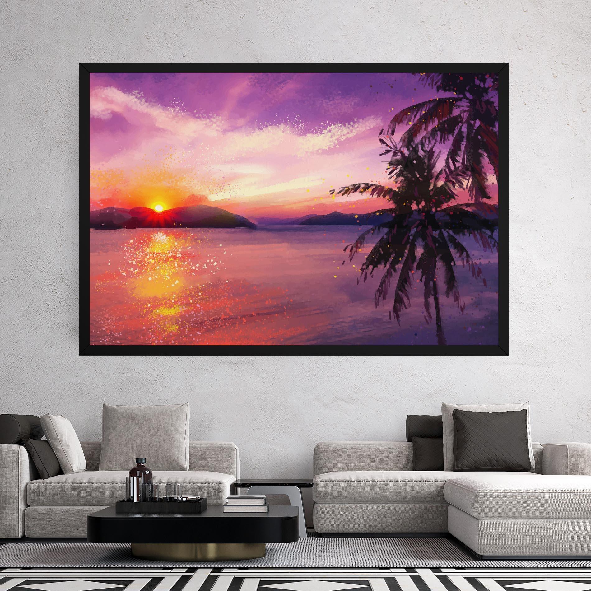 Leinwandbild Purple Sunrise Art mockup 2