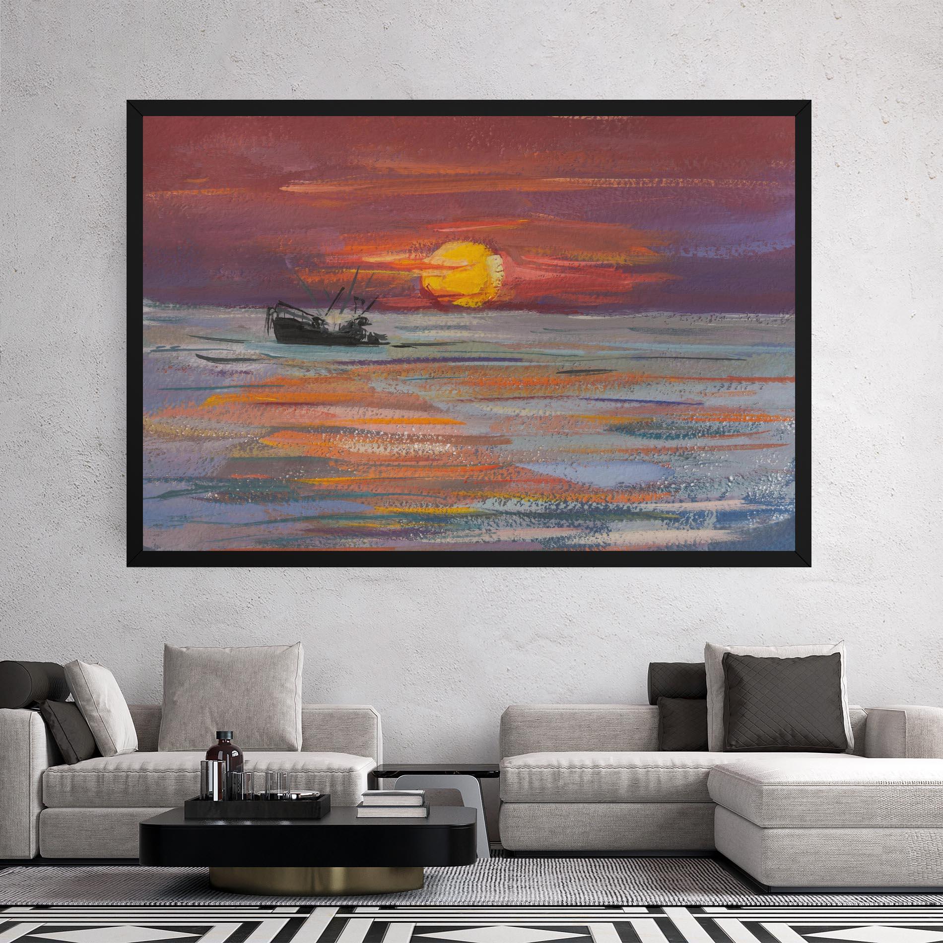Leinwandbild Sea Ship Painting mockup 2