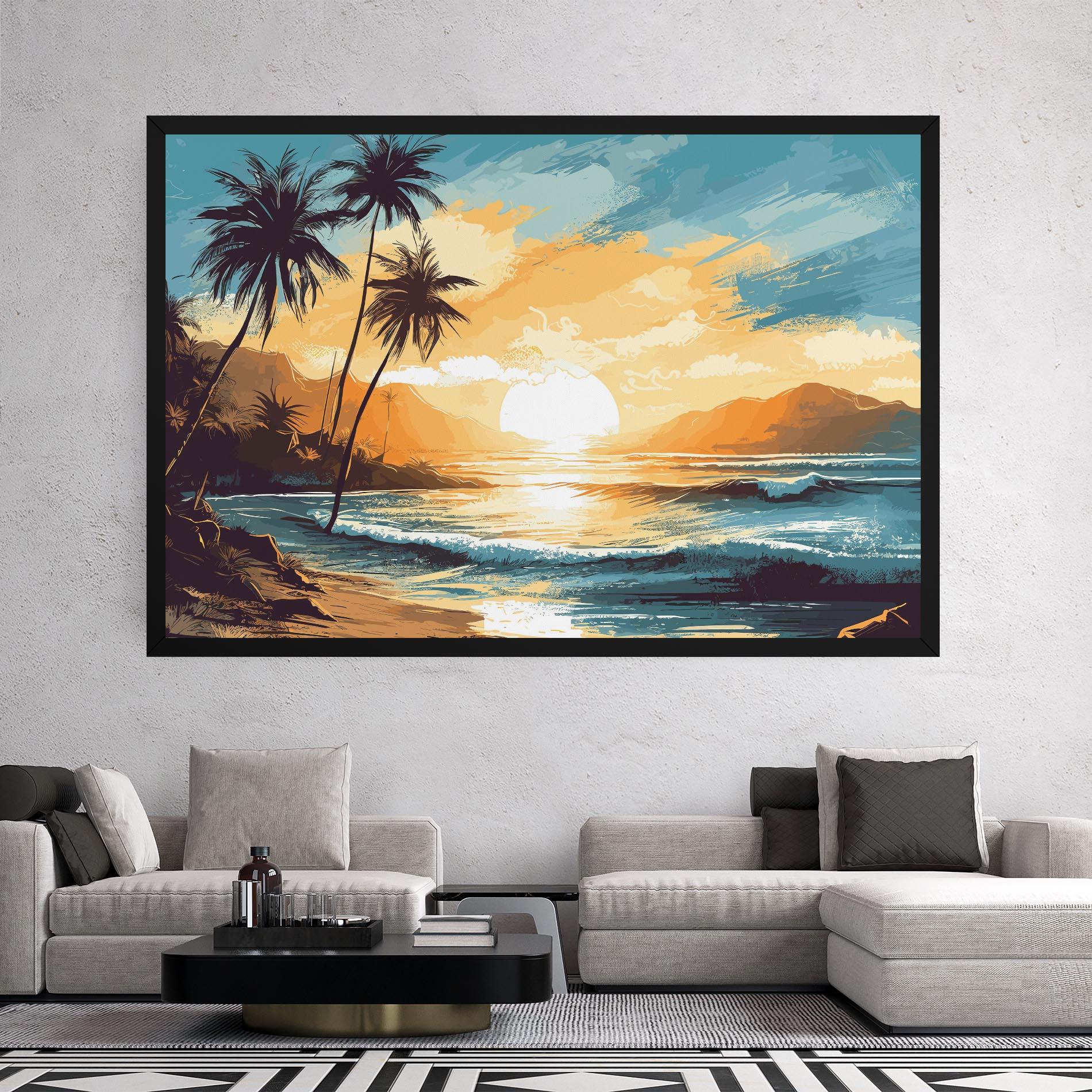 Leinwandbild Yellow Blue Sunrise mockup 2