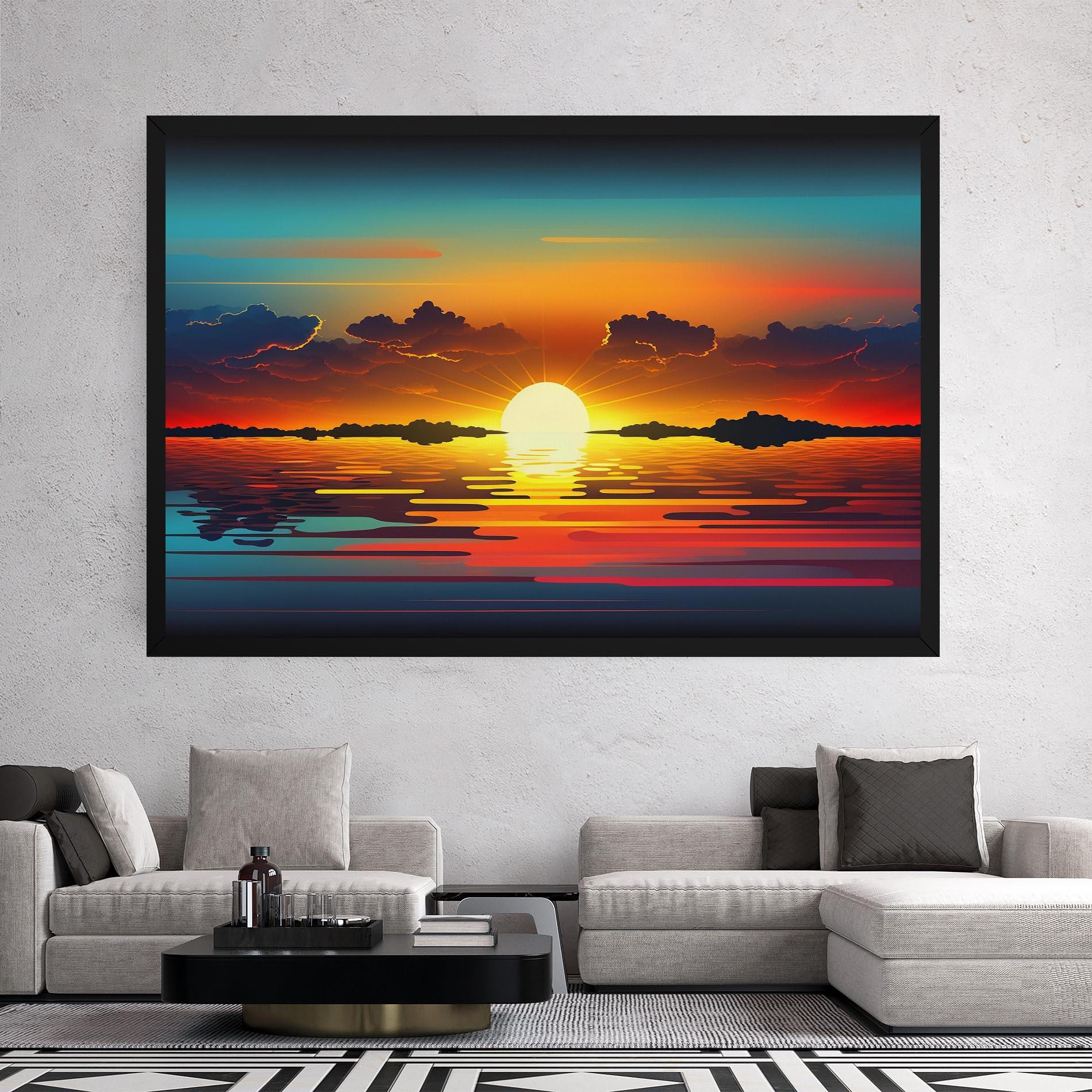 Leinwandbild Yellow Sunset Illustration mockup 2