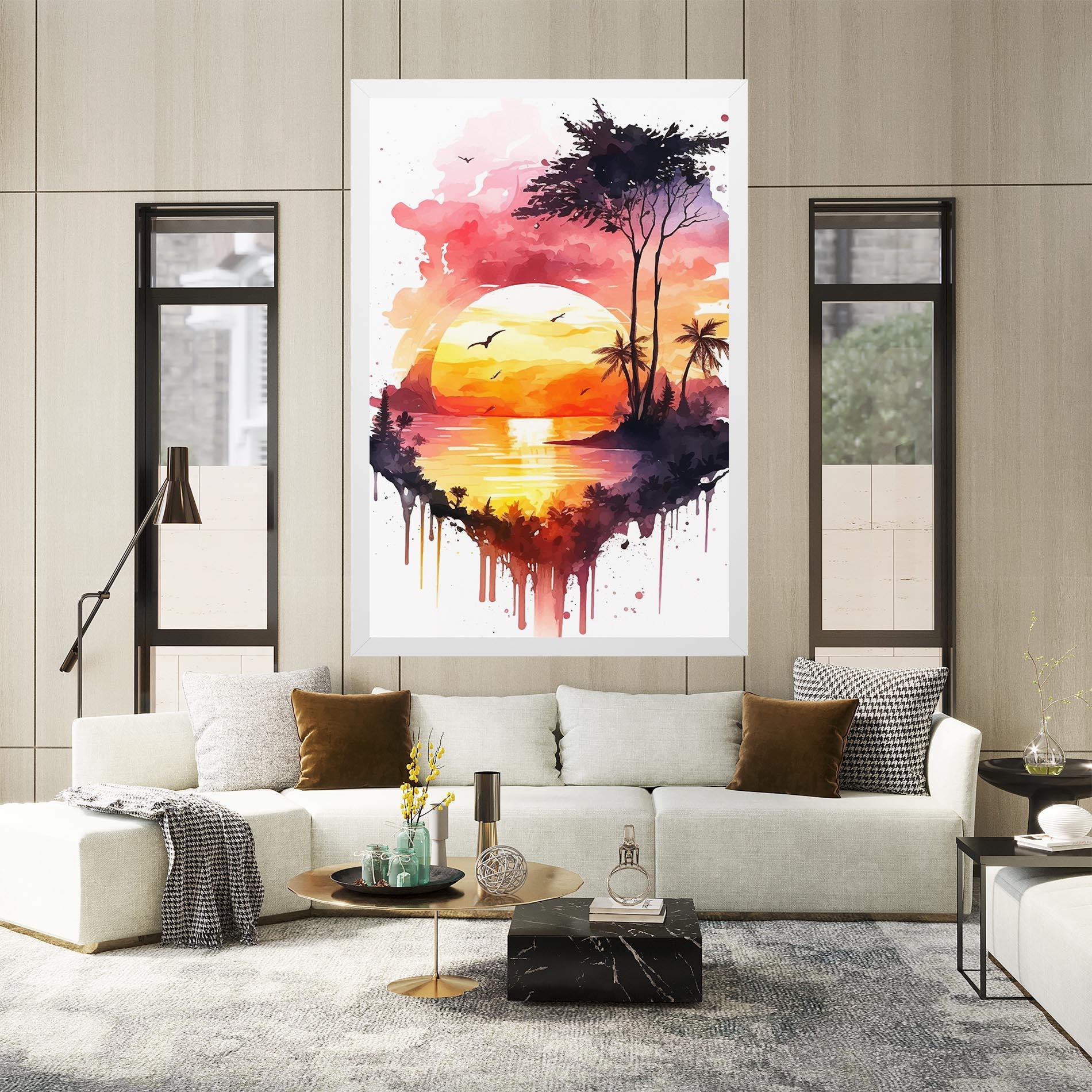 Leinwandbild Purple Sunset Art mockup 2