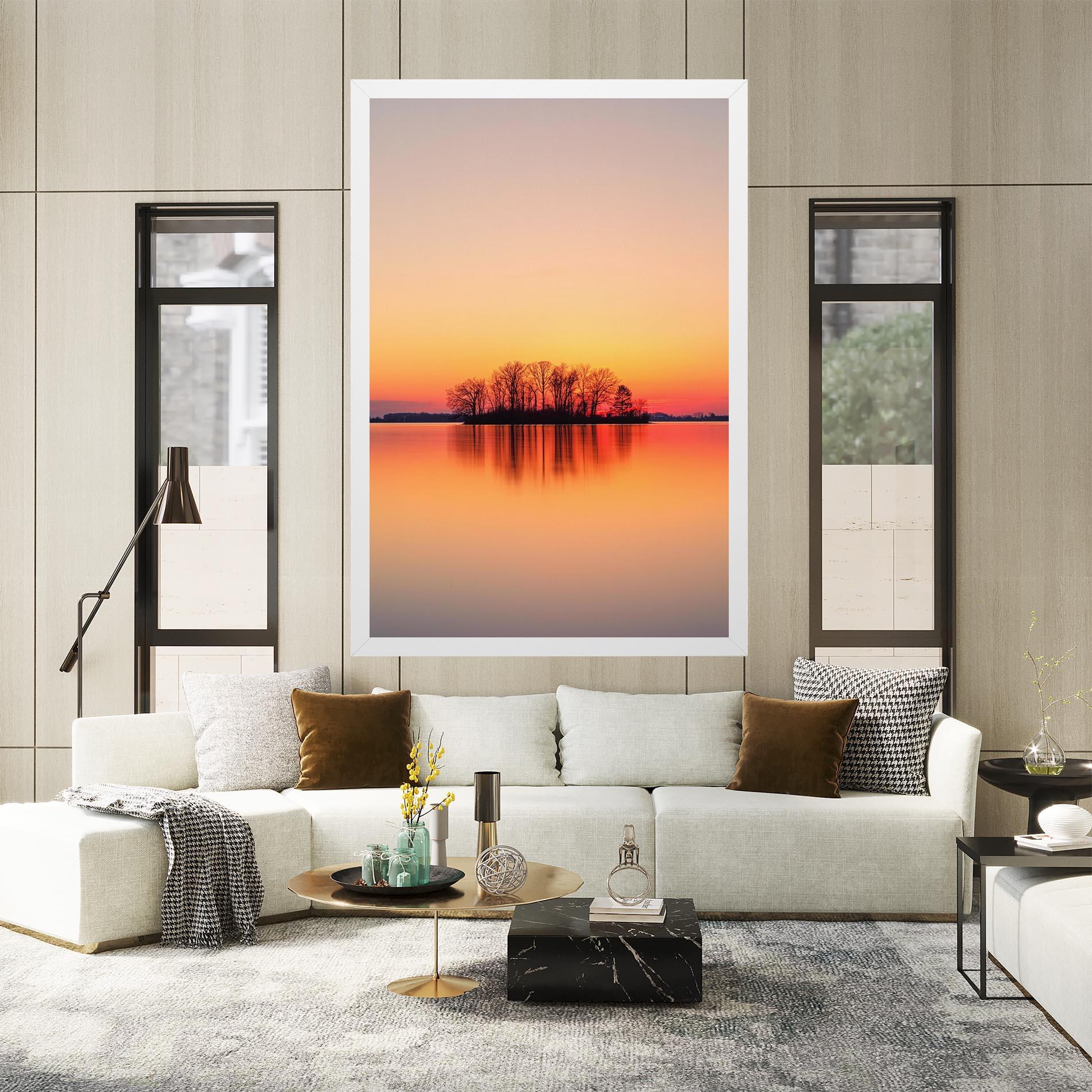 Leinwandbild Tree Sunset Lake mockup 2
