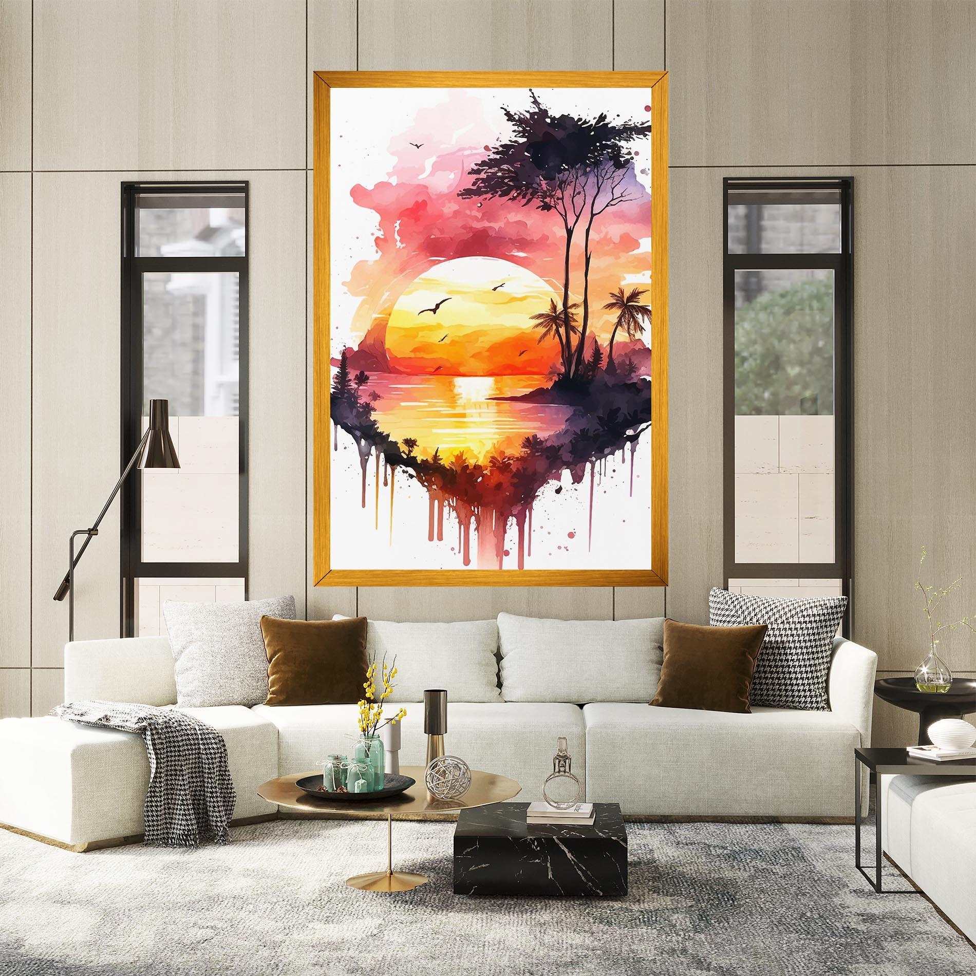 Leinwandbild Purple Sunset Art mockup 2