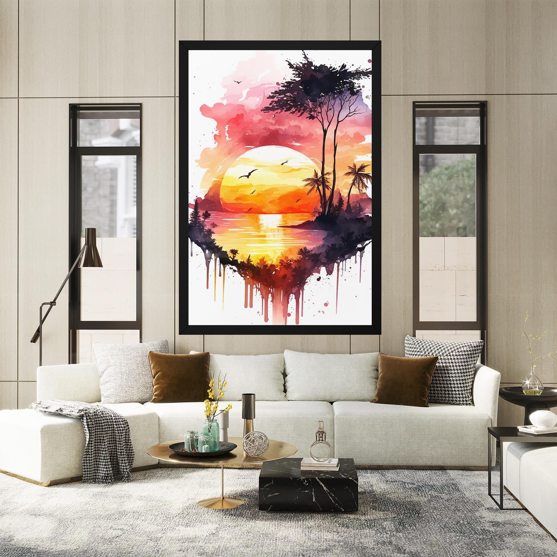 Leinwandbild Purple Sunset Art mockup 2