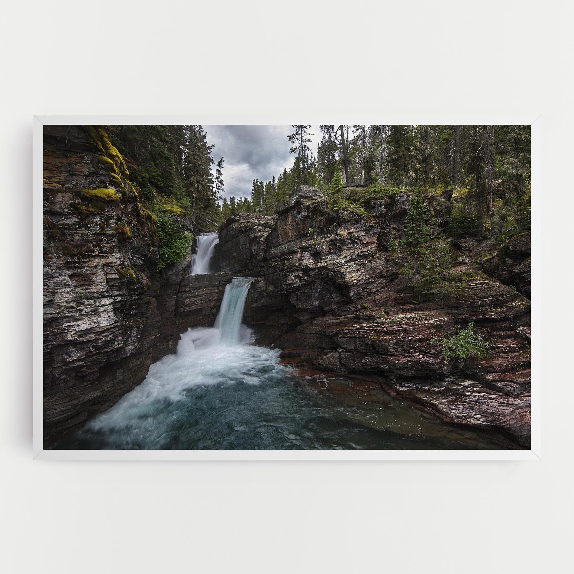 Leinwandbild Majestic Forest Waterfall mockup 0