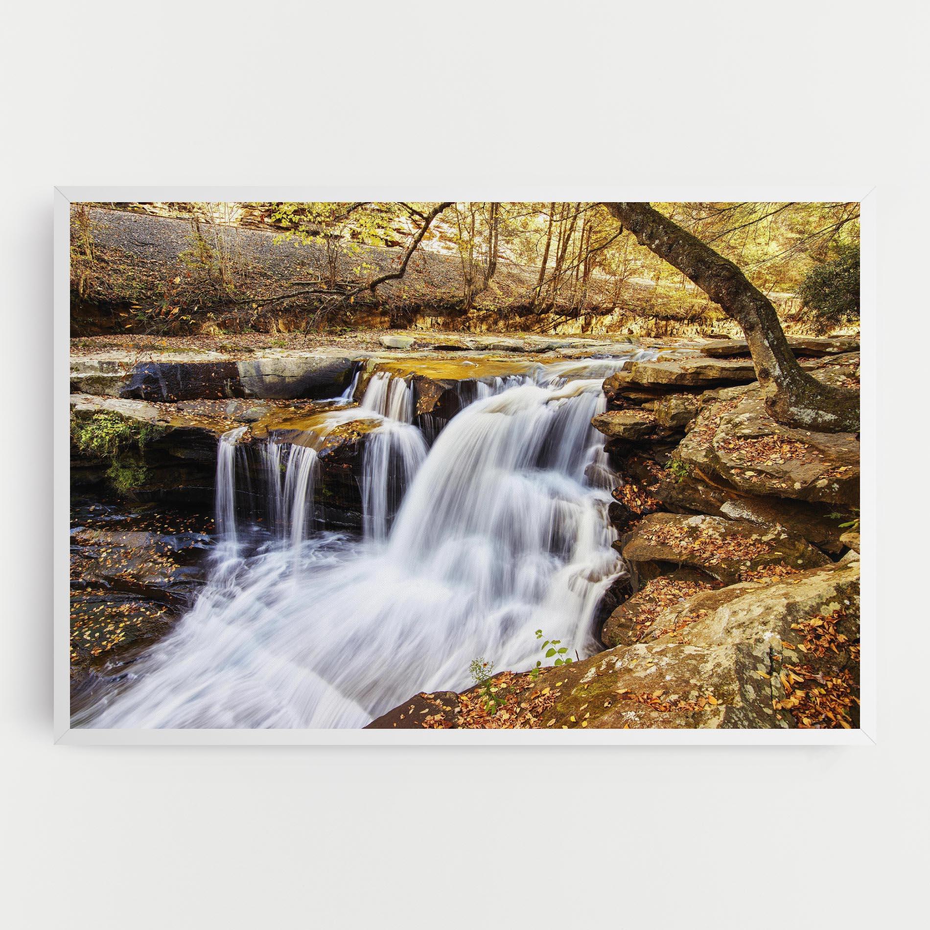 Leinwandbild Pretty Autumn Waterfall mockup 0