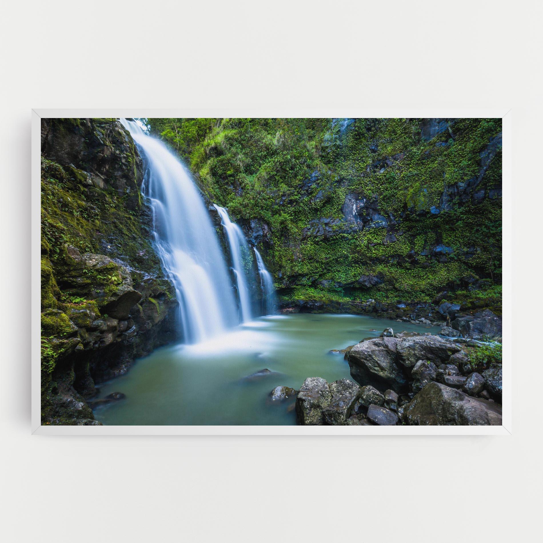 Leinwandbild Swimming In Waterfall mockup 0